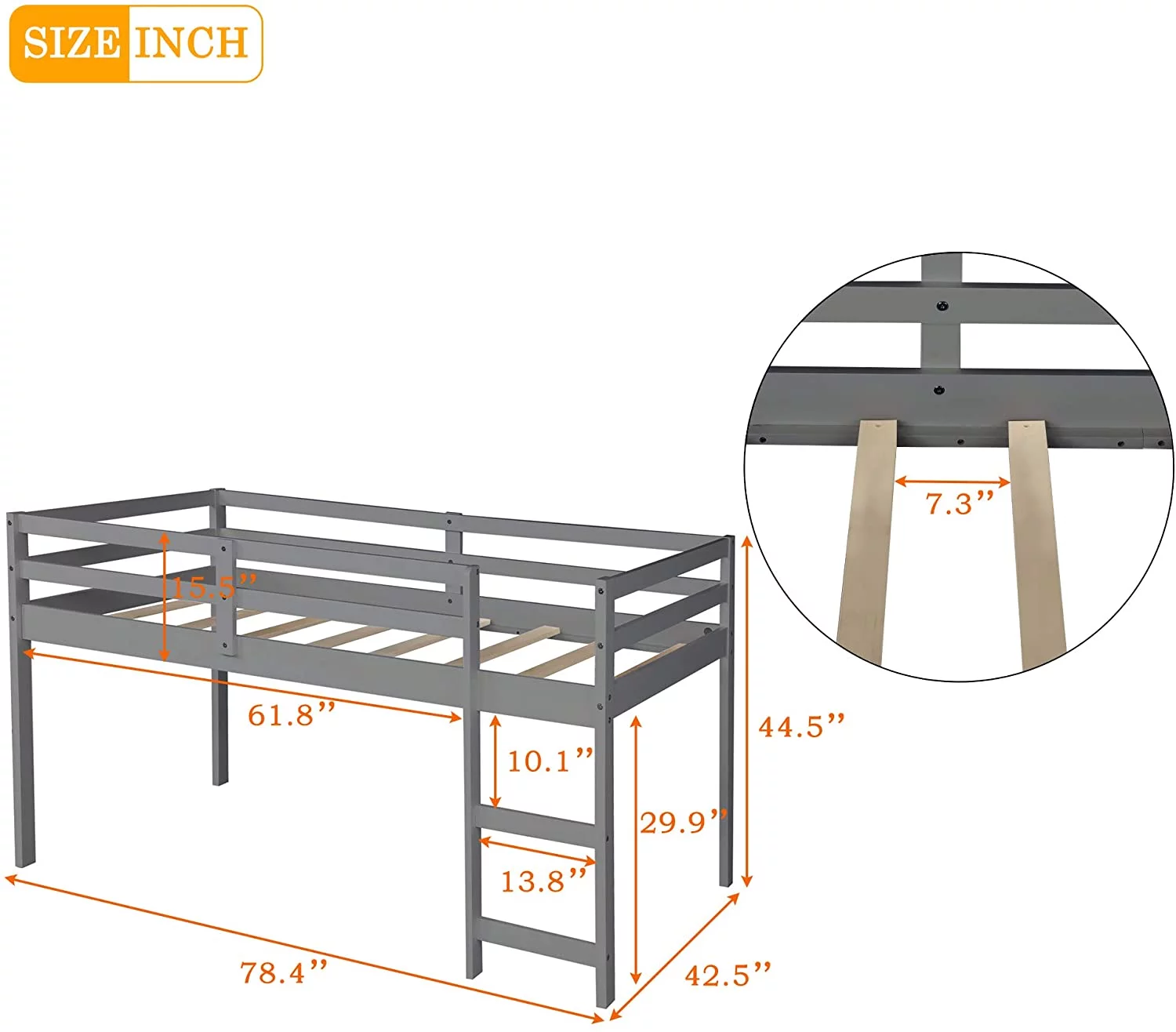 CHURANTY Solid Wood Twin Low Loft Bed with Desk and Storage Drawers Cabinet Rolling Portable Desk