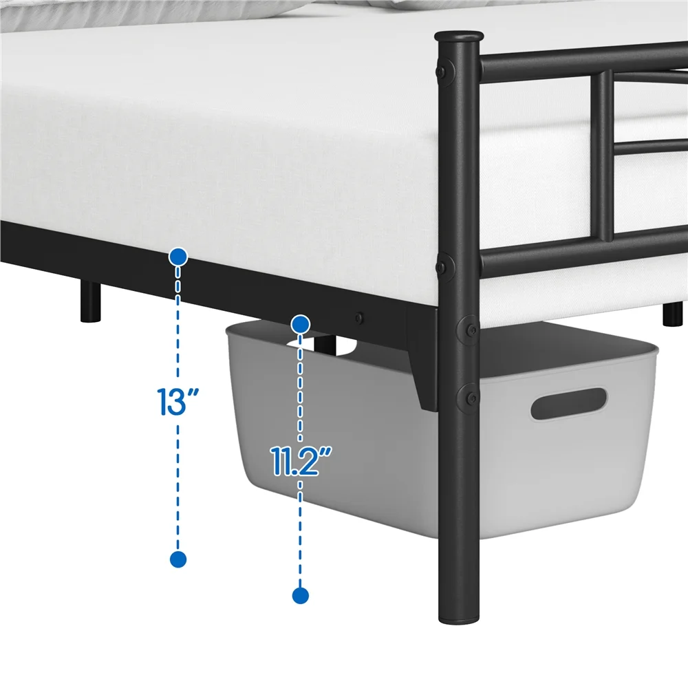 Easyfashion Cloud-Inspired Design Metal Platform Bed,California King,Black