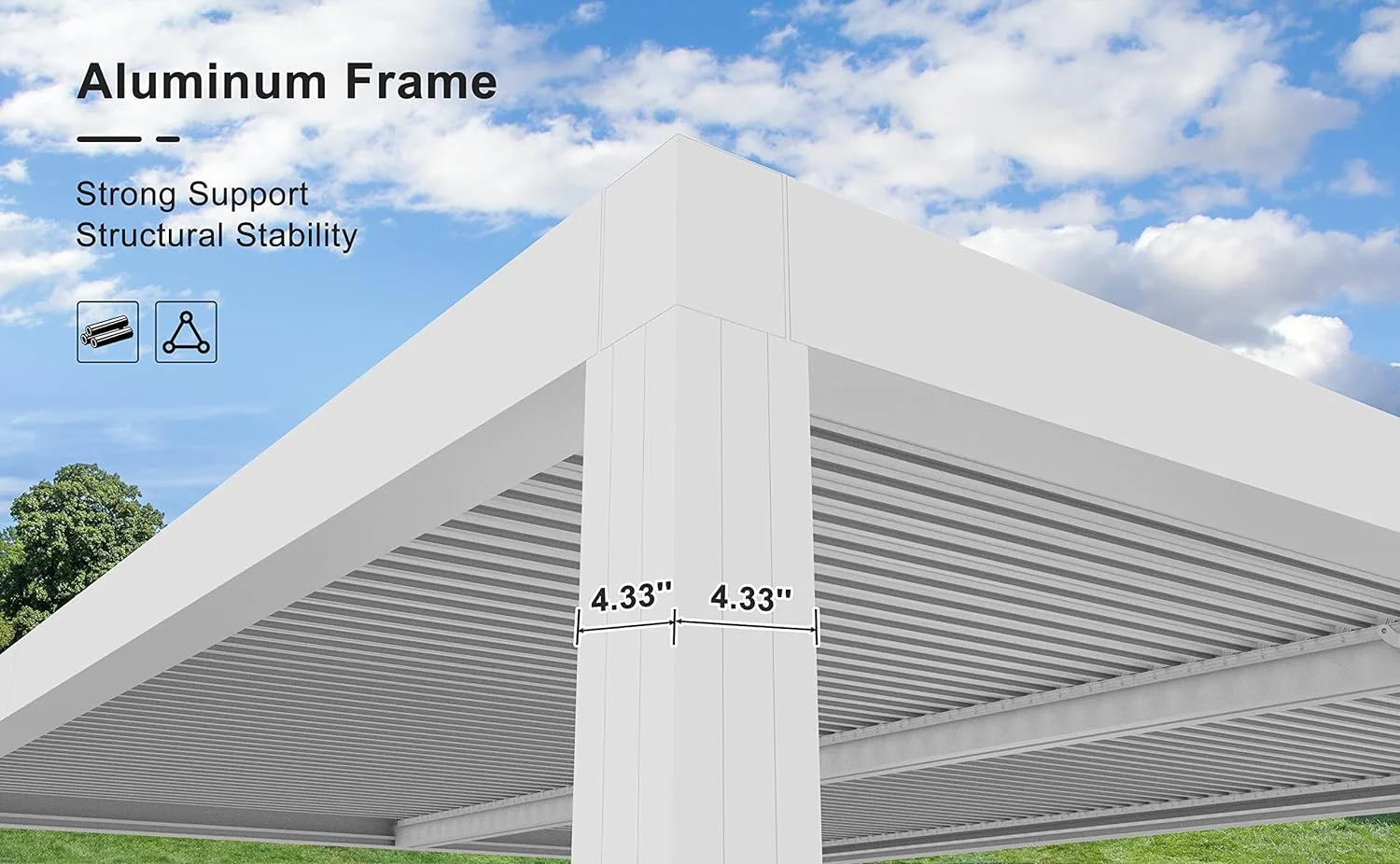 PURPLE LEAF Outdoor Louvered Pergola 12'x16' Aluminum Gazebo Modern White Patio Metal Pergola with Adjustable Rainproof Hardtop for Garden Lawns Yard