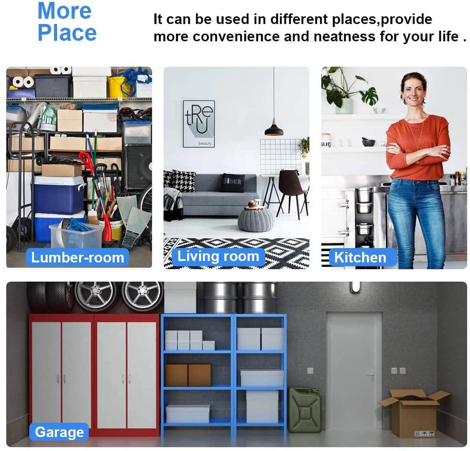 BestOffice 18x48x78 Wire Shelving with Wheels 6-Shelf Adjustable Heavy Duty Storage Shelves Metal Shelves Storage Unit Shelf,6000 LBS (Black)