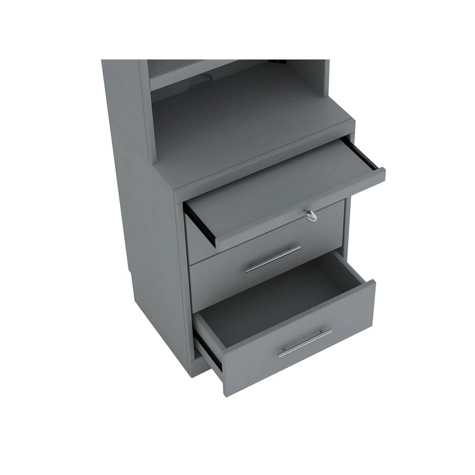 RoomAndLoft Queen Wood Murphy Wall Bed & 2 Shelf Storage Units in Gray