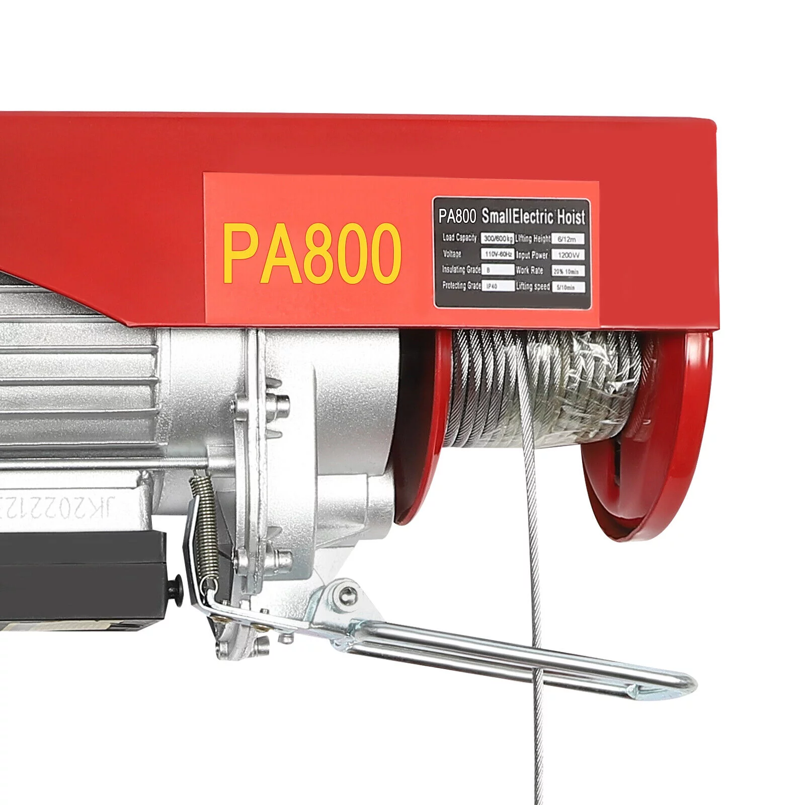 Automatic Electric Cable Hoist, Wireless Remote Control, 110V 1450W Overhead Pulley Winch with Towing Sling, 39 ft Cable Length, Electric Winch for Garage, Warehouse, Construction, Farm