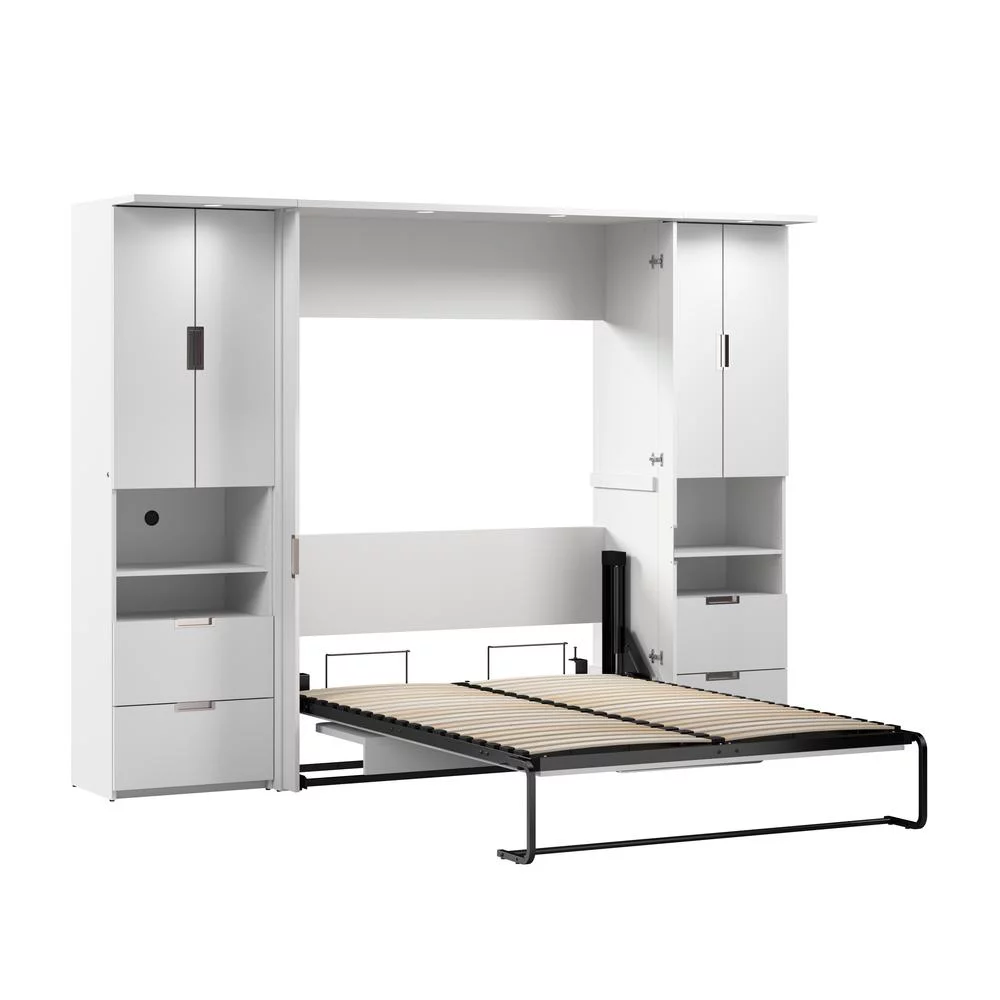 Bestar Lumina Modern Engineered Wood Full Murphy Bedroom Sets in White