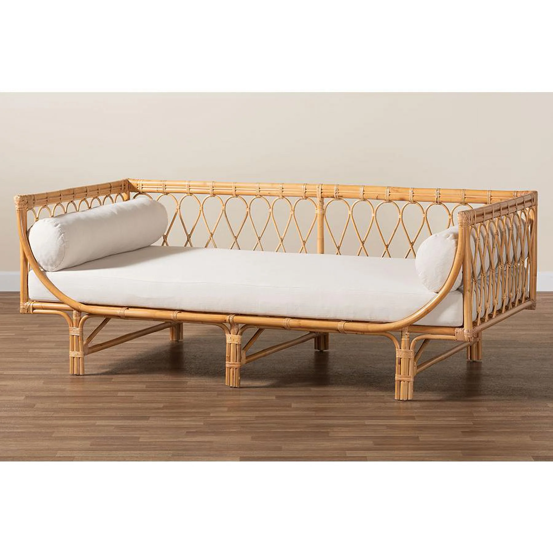 bali & pari Davida Modern Bohemian Natural Brown Rattan Daybed