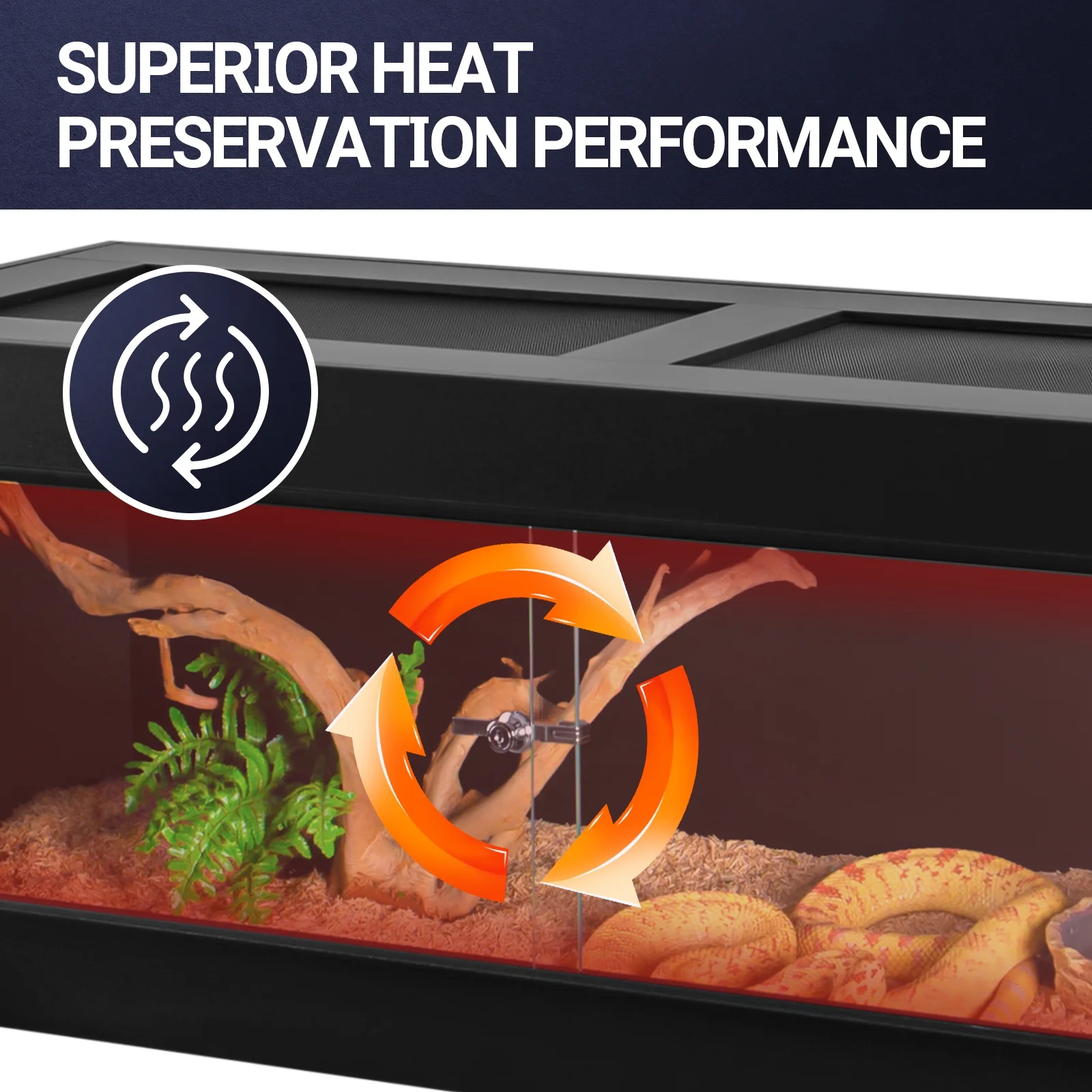 REPTI ZOO 48x18x18 Reptile PVC Terrariums with Glass Sliding Door & Top Screen Ventilation