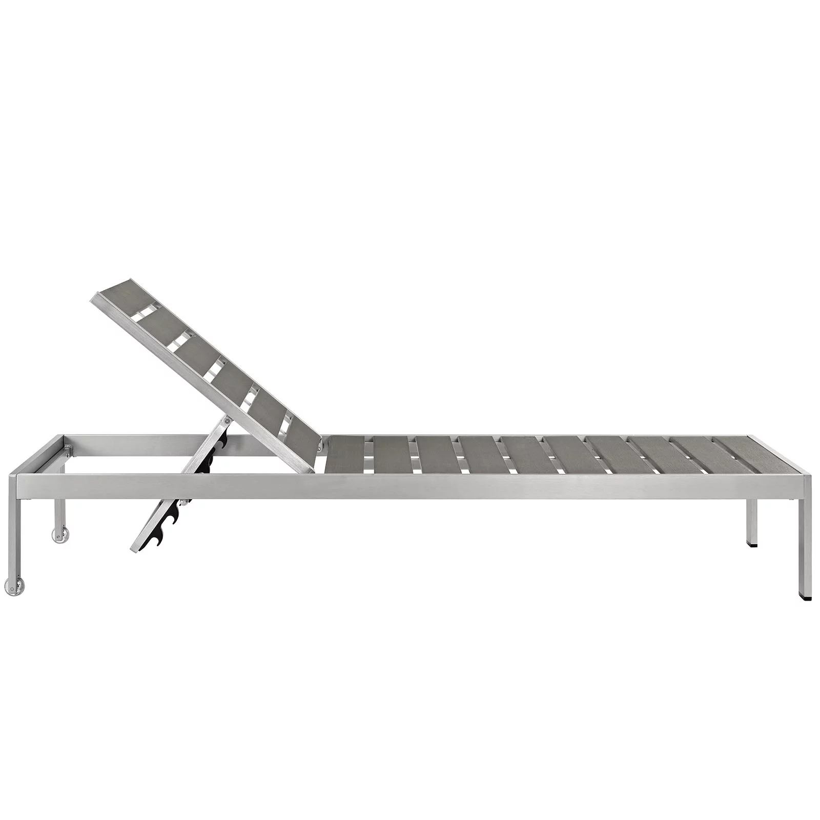 Modway Shore Chaise Outdoor Patio Aluminum Set of 6 in Silver Gray
