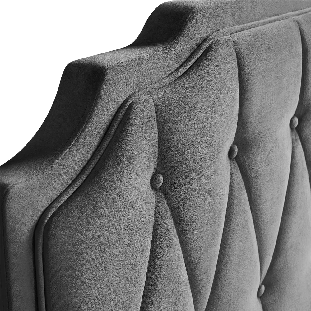 Easyfashion Upholstered Full Bed with Adjustable Headboard for Adult, Dark Gray