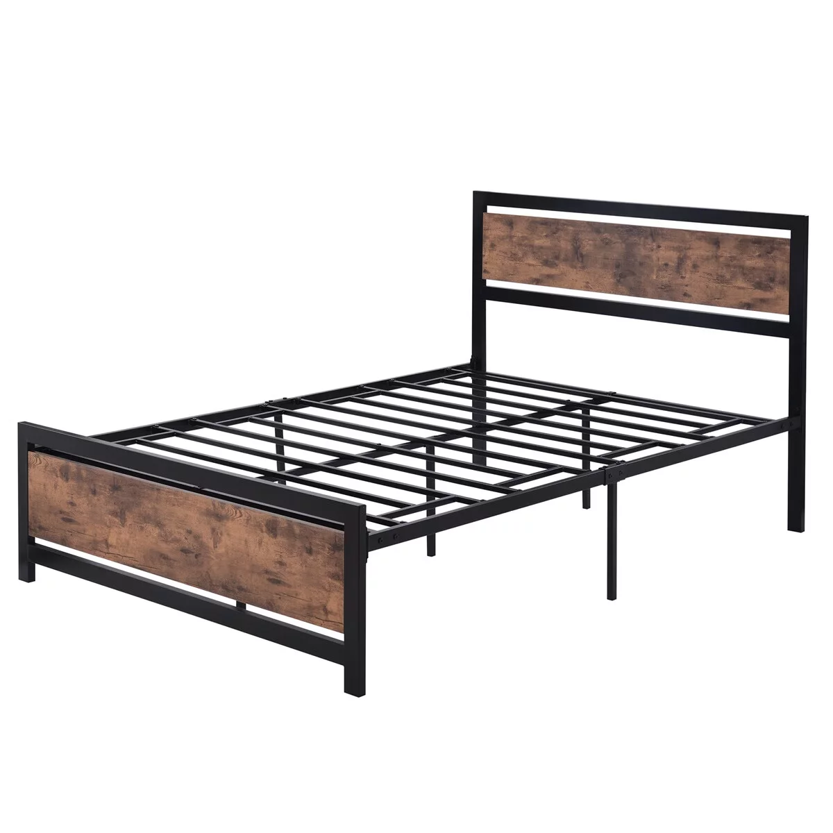 SENTERN Metal and Wood Bed Frame with Headboard and Footboard ,Full Size Platform Bed