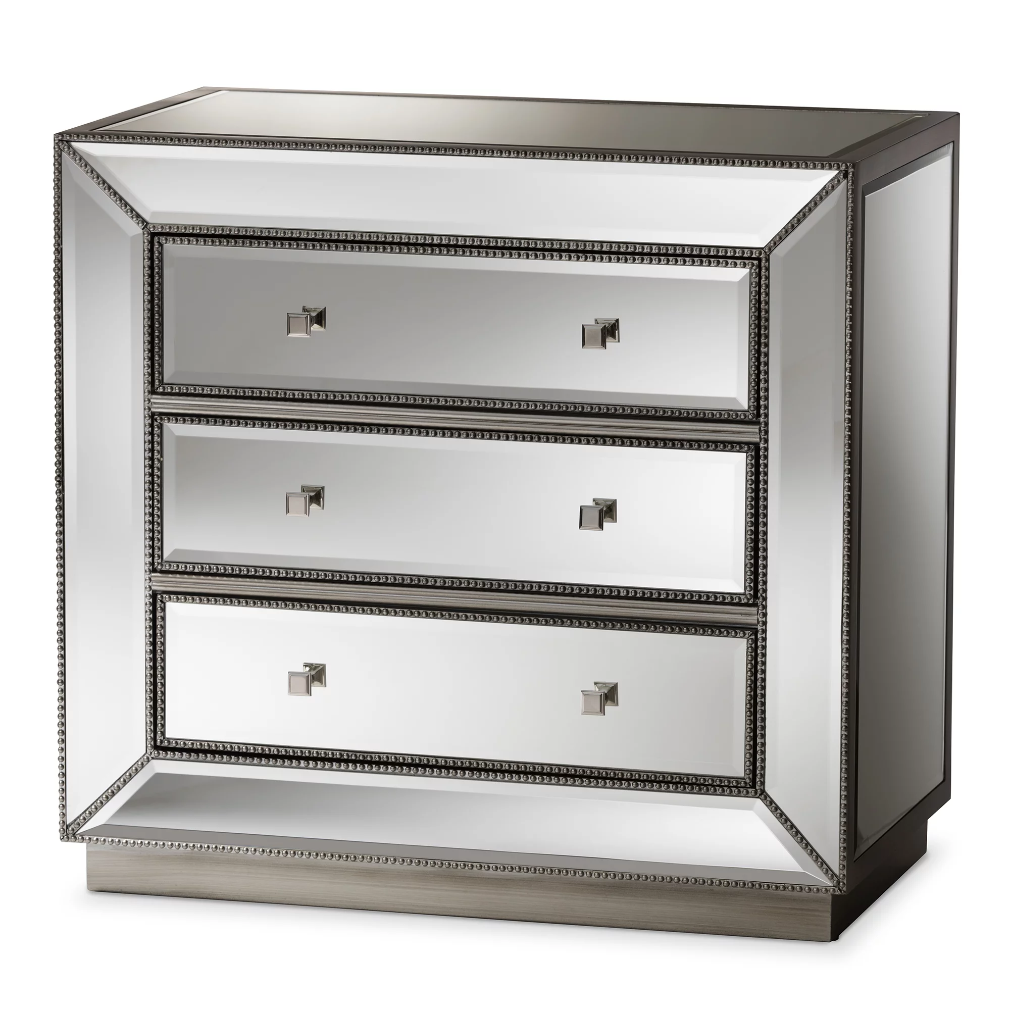Baxton Studio Edeline Hollywood Regency Glamour Style Mirrored 3-Drawer Cabinet