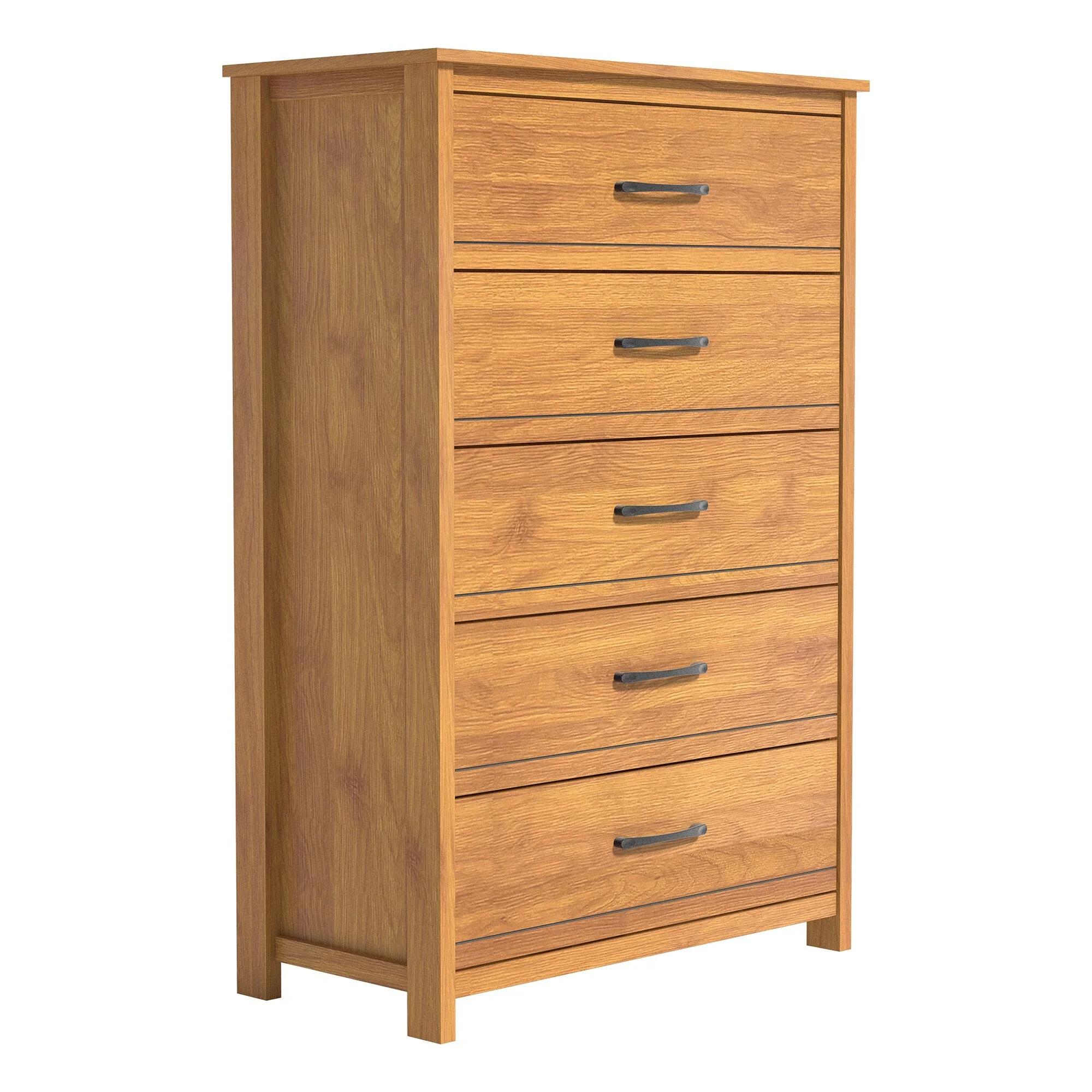 GALANO  Kellie 5 Drawers Chest of Drawer 47.7 in. x 31.5 in. x 15.7 in. Amber Walnut