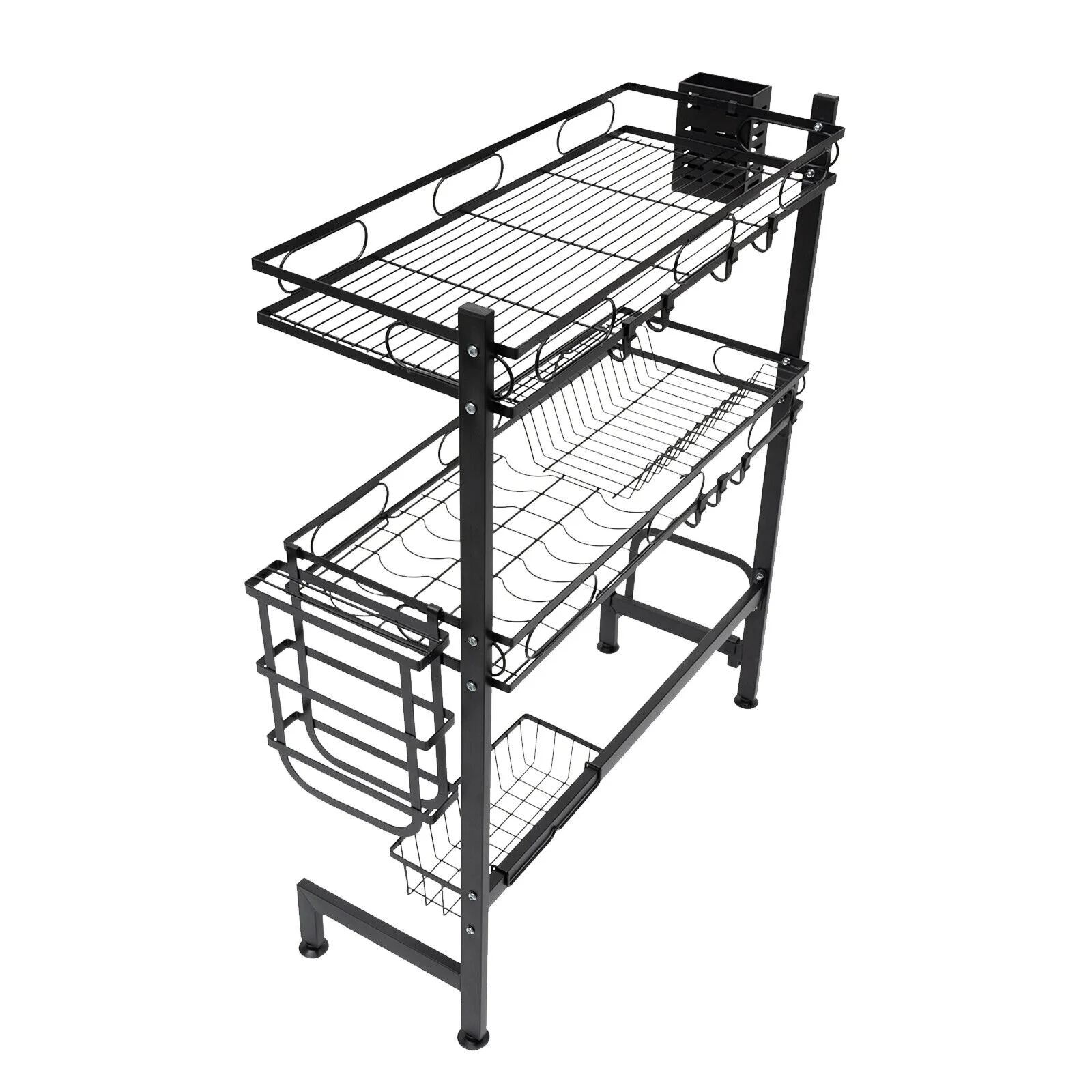 2-tiers Over-the-sink Adjustable Large 24.4'' Dish Drying Rack Large Drainage Multifunctional Kitchen Rack