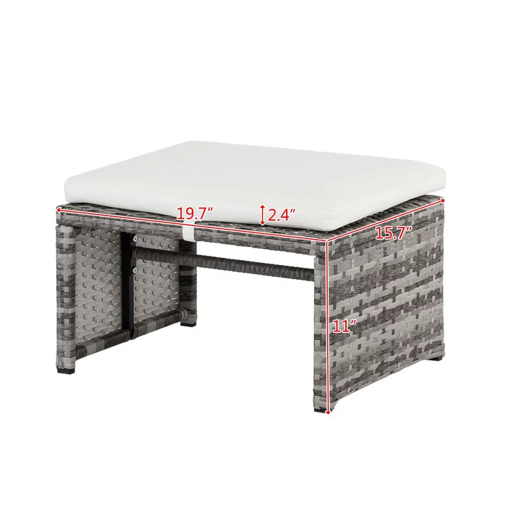 UBesGoo 5 pcs Patio Wicker Conversation Set Rattan Furniture Dining Set for Outdoor Graying Cane