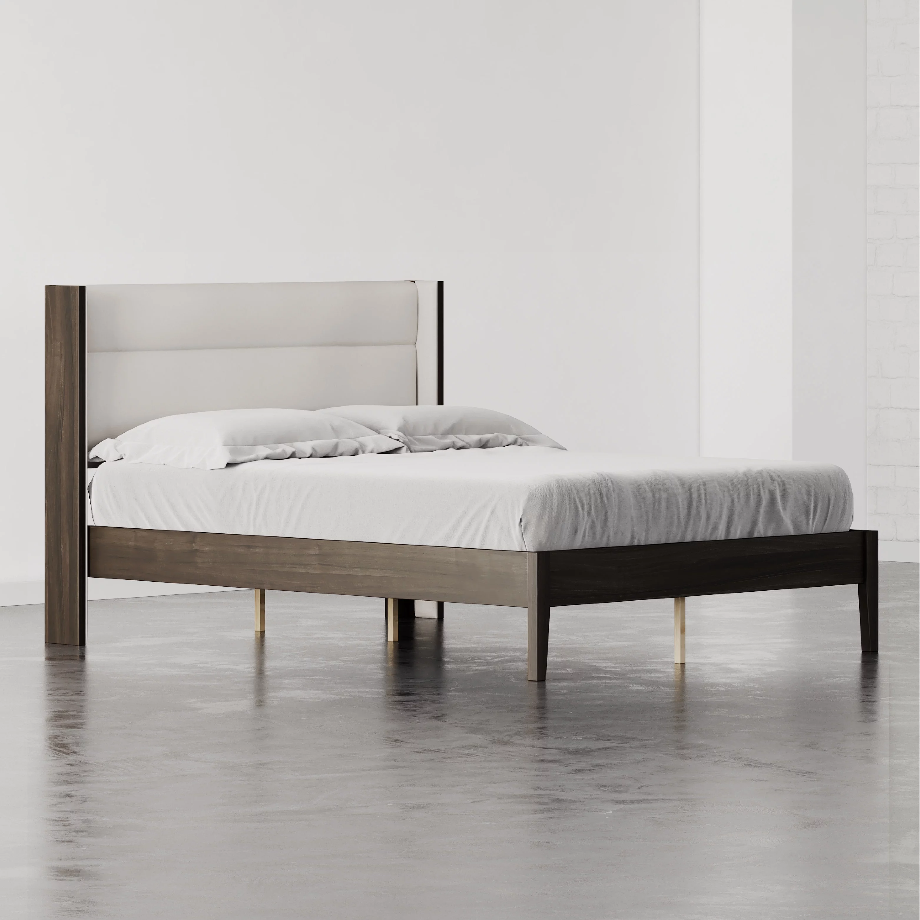 DG Casa Thomas Wingback Channel Queen Bed Frame - Stylish Upholstered Bed Frame Queen | Easy Install Queen Bed Frame with Headboard and Wooden Slat Support Included | No Box Spring Required