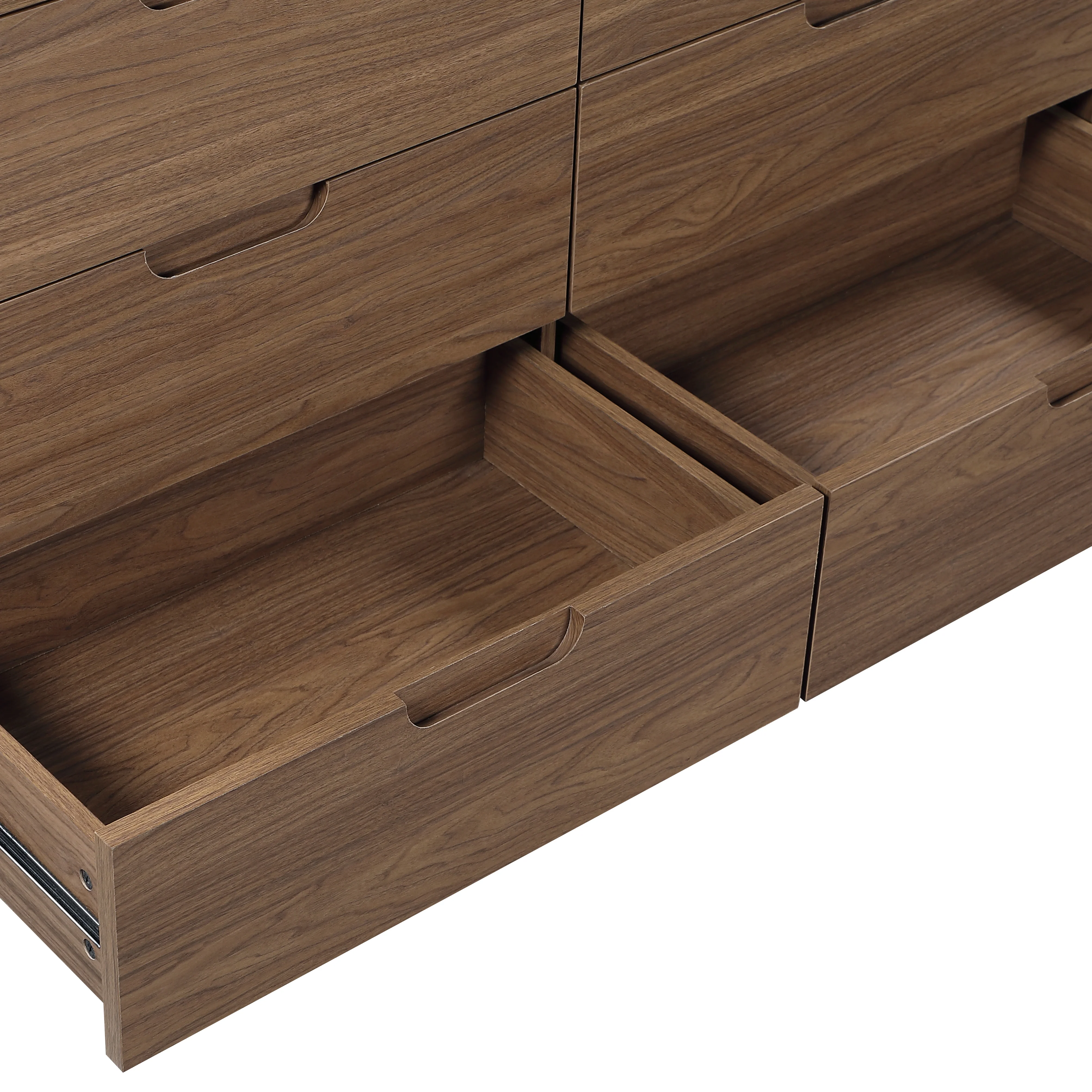 Mainstays Modern 6 Drawer Wood Dresser, Bedroom, For all ages, Brown Walnut