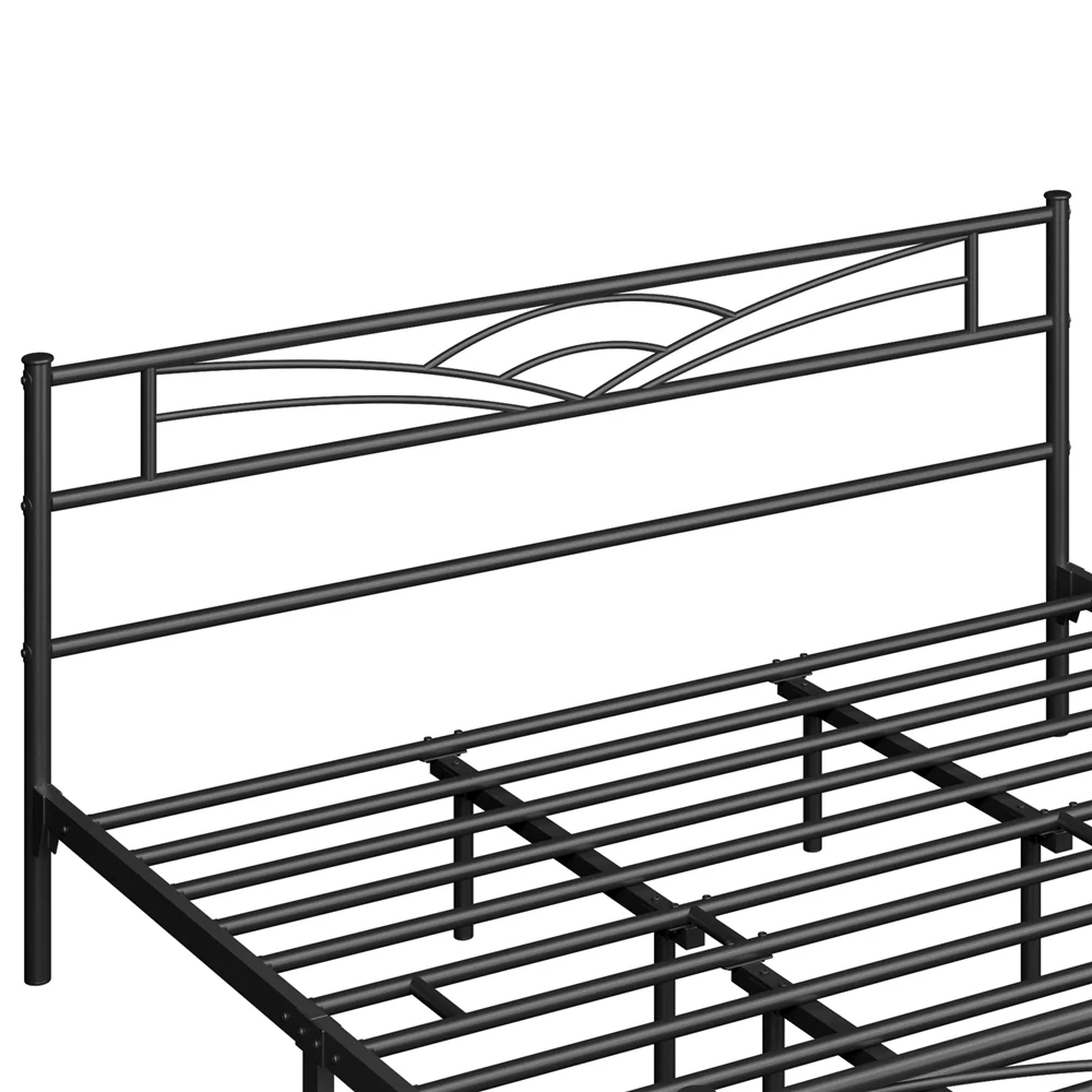 Easyfashion Cloud-Inspired Design Metal Platform Bed,California King,Black