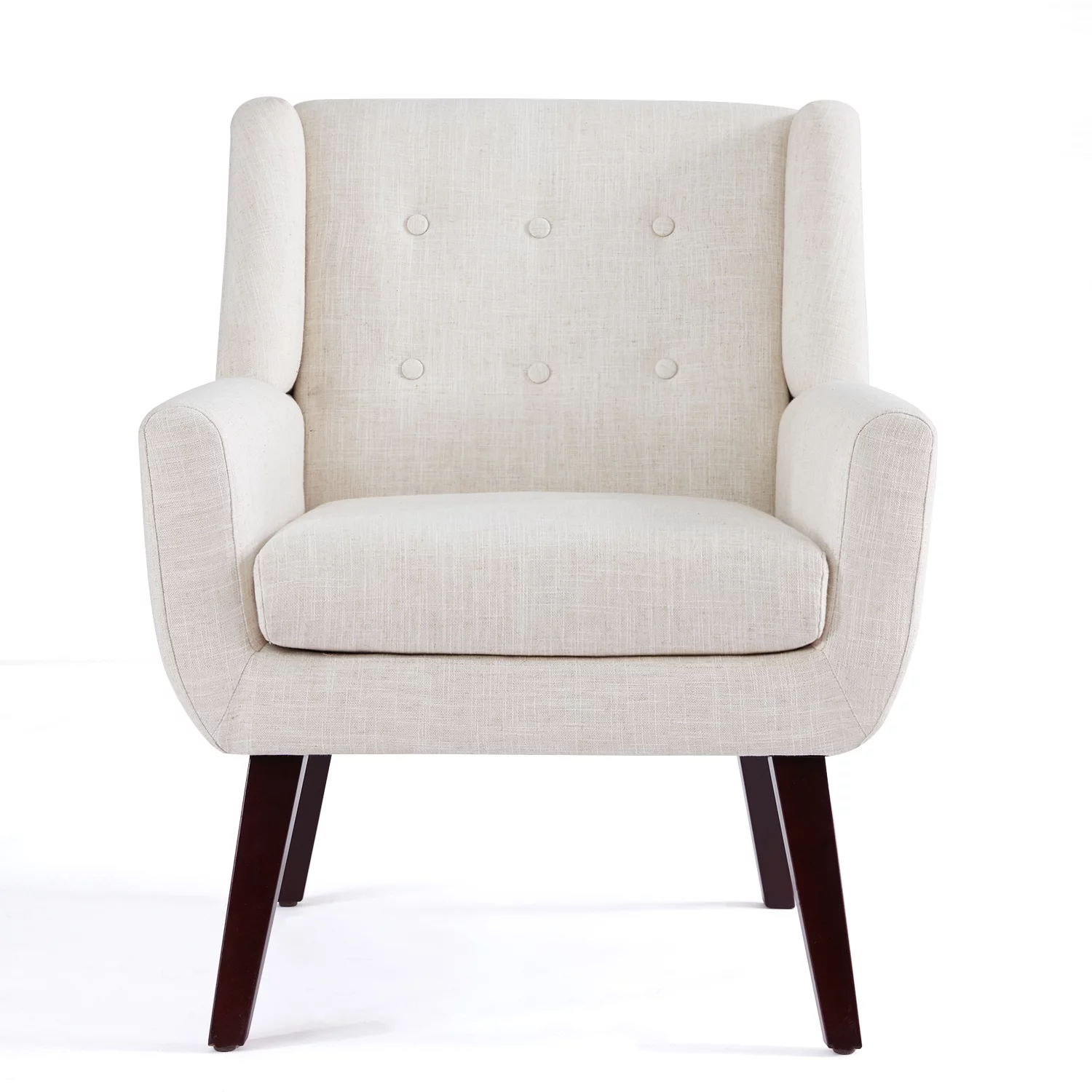 HUIMO  Accent Chair, Button-Tufted Upholstered  Living Room Chairs,  Mid Century Modern Comfy Reading Chairs for Bedroom, Living Room, Beige