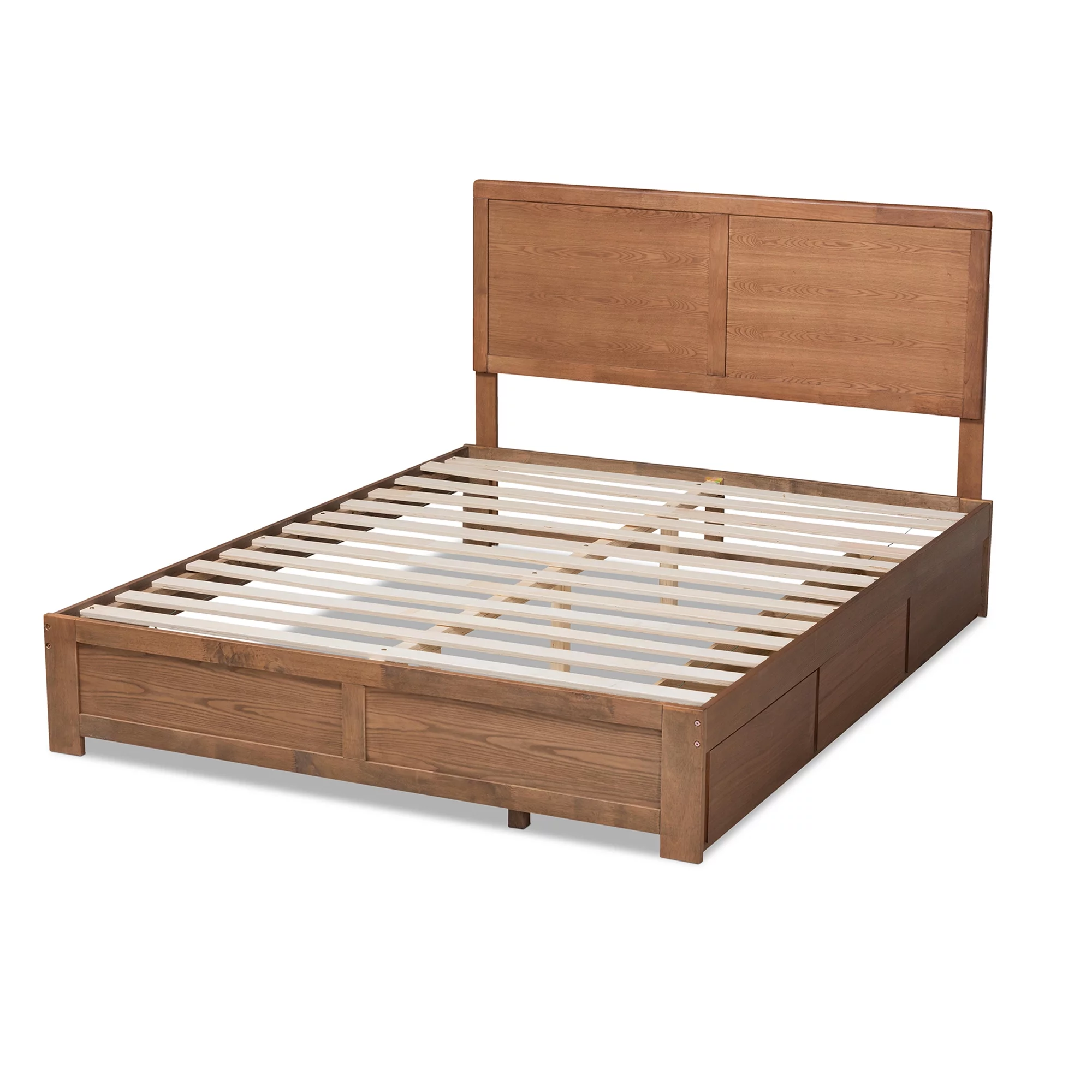 Baxton Studio Aras Modern and Contemporary Transitional Ash Walnut Brown Finished Wood Full Size 3-Drawer Platform Storage Bed
