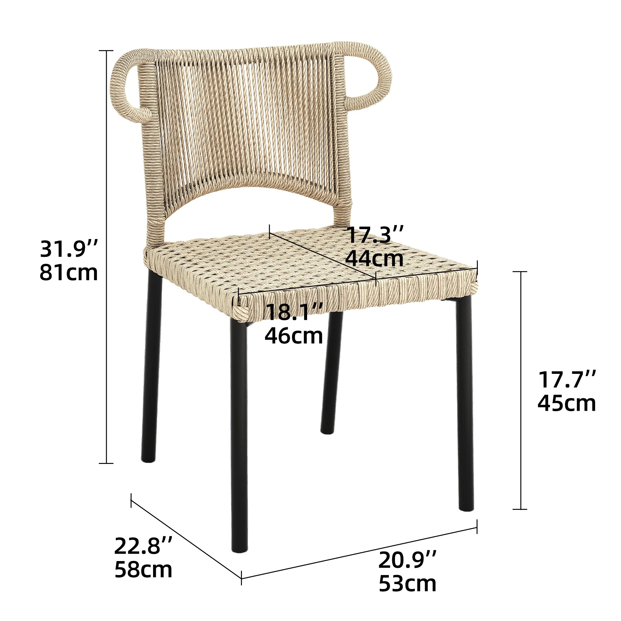 Dextrus Patio PE Rattan Chair Set of 6, Indoor Outdoor Dining Chair,Armchair Armrest Stackable for Garden,Backyard,Balcony - Brown & Yellow