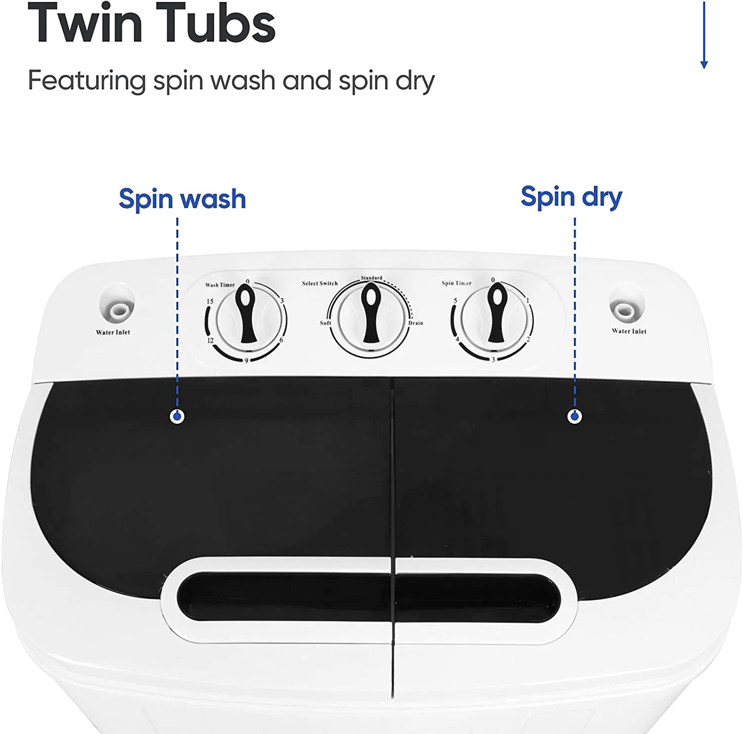 AUCHI Portable Clothes Washing Machine Mini Twin Tub Washing Machine 13lbs Capacity with Spin Dryer,Compact Washer and Dryer Combo Lightweight Small Laundry Washer for Home,Apartments, Dorm Rooms,RV