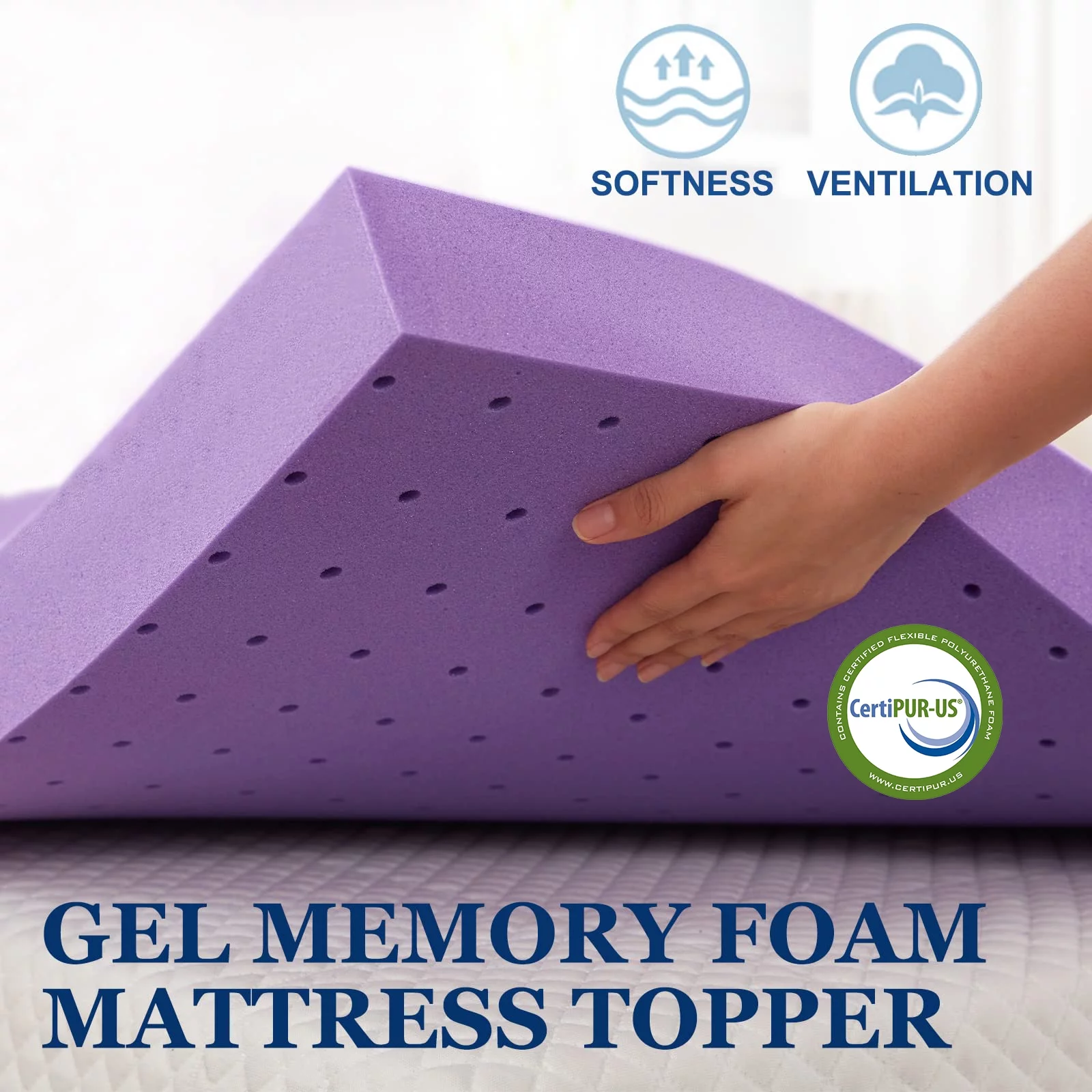 4 Inch Memory Foam Mattress Topper, Dual Layer Support, 3 Inch Cooling Gel Memory Foam Plus 1 Inch Down Alternative Quilted Pillow Top Cover, King Size