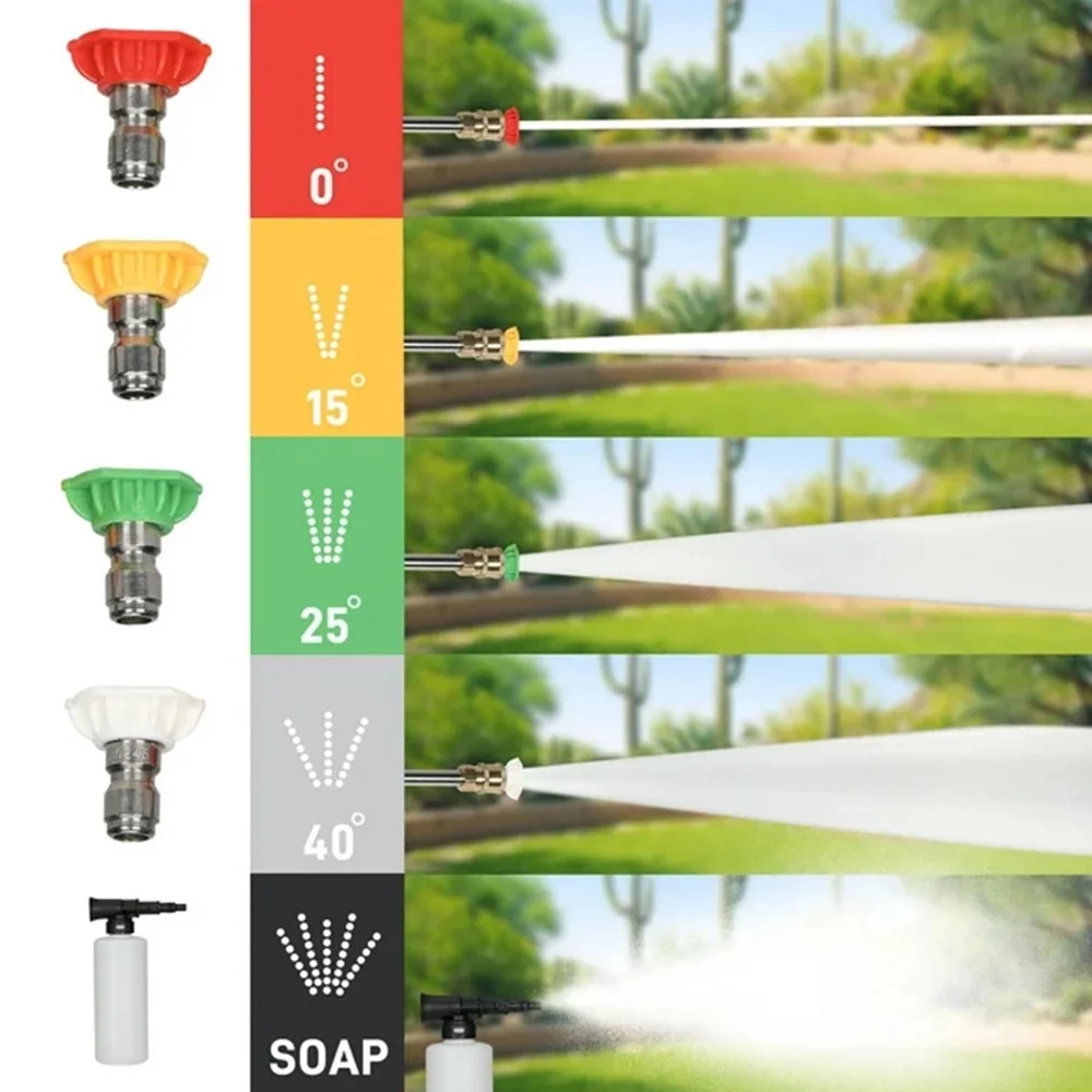 iRerts Electric Power Washer, 1400W 3380 PSI Max. 2 GPM Power Washer with Hose, 4 Nozzles, Foam Bottle, Pressure Washers Electric Powered for Cleaning Car Fence Patio Yard Garden, Red