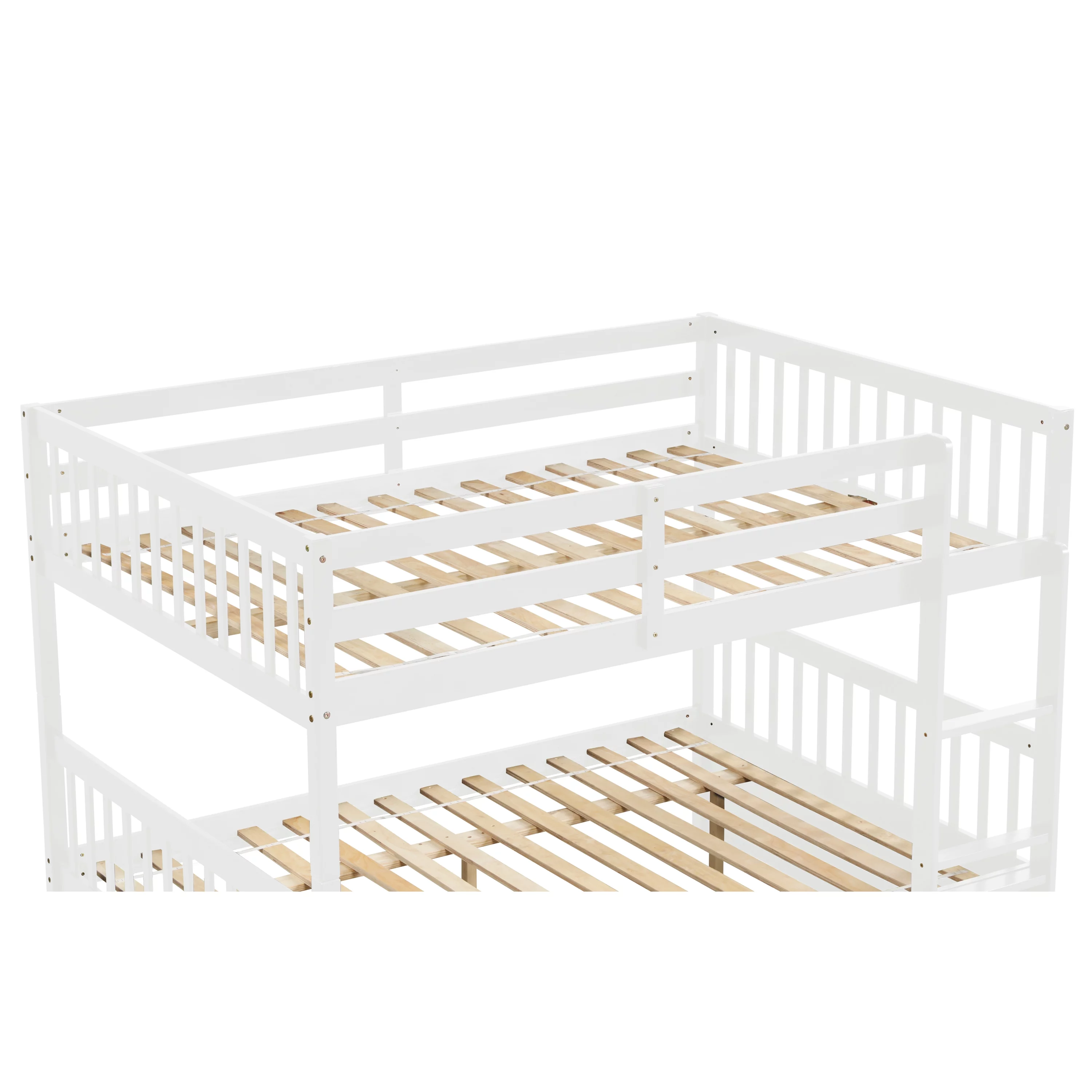 Bellemave Full Over Full Bunk Bed with Trundle,Wooden Trundle Bed Frame with Ladder,Convertible to 2 Platform Beds for Kids Teens Adults(White)