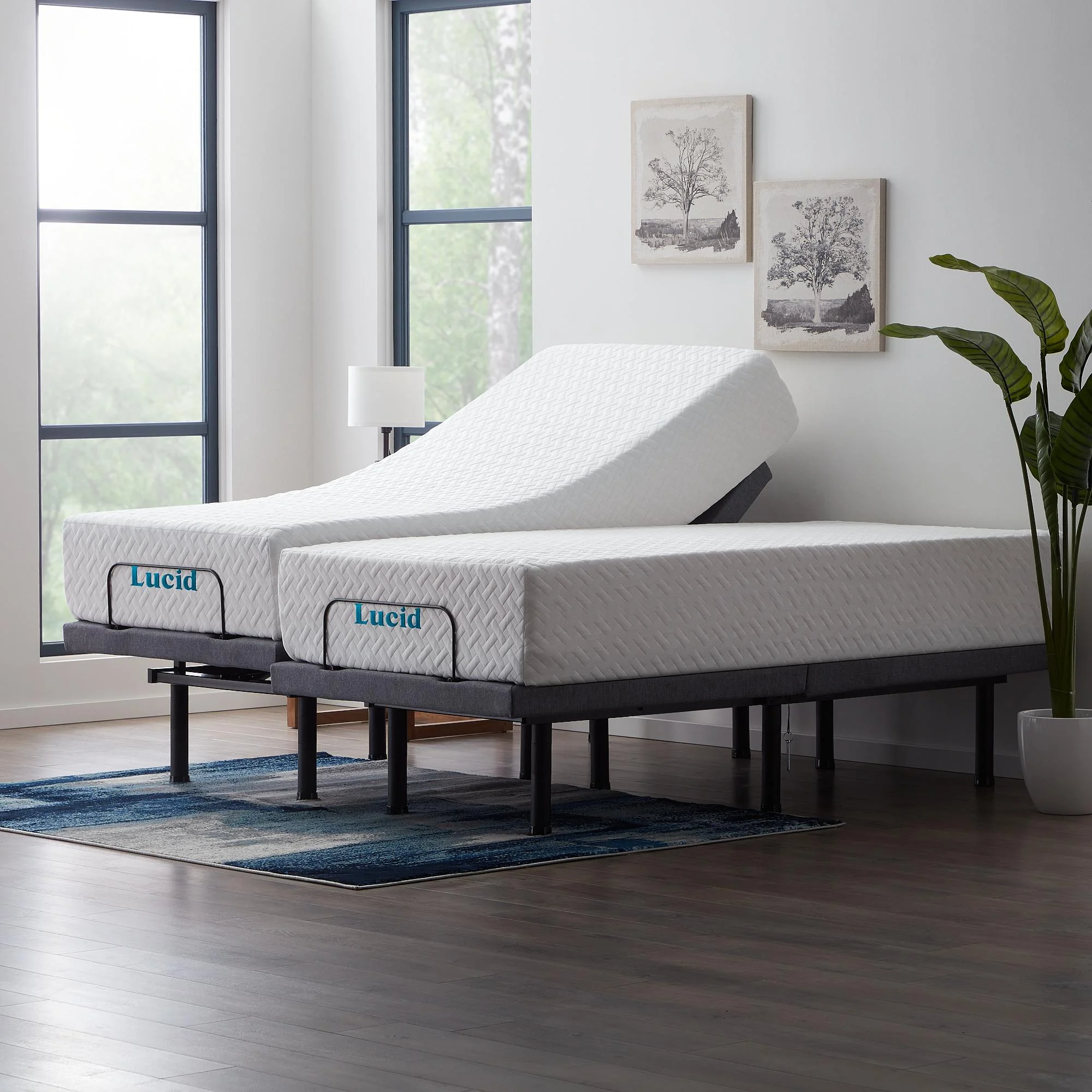 Lucid Premium Steel Adjustable Bed Base with Zero Clearance, King/Split King