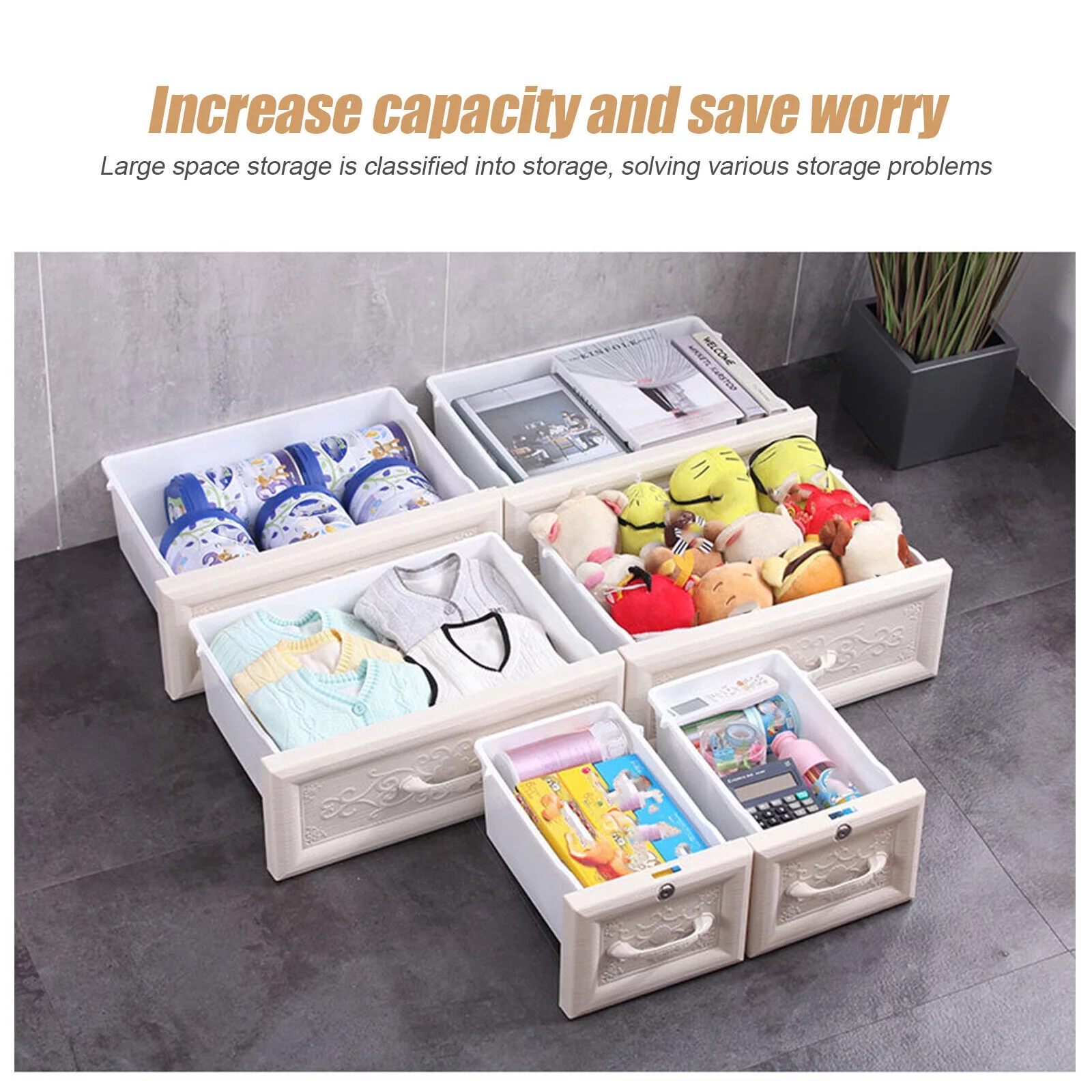 ZhdnBhnos 5 Layers Vertical Storage Cabinet 6 Drawers Plastic Clothes Dresser Tower Closet Organizer Shelf Lockable For Bedroom Living Room Office