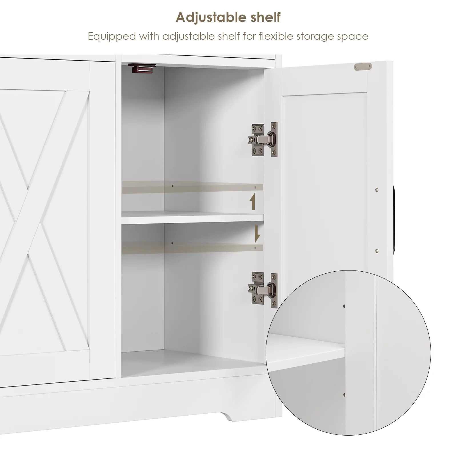 Homfa 42.5‘’ Kitchen Buffet Sideboard Cabinet, 3 Drawers Farmhouse Coffee Bar Storage Cabinet with Adjustable Shelf, White