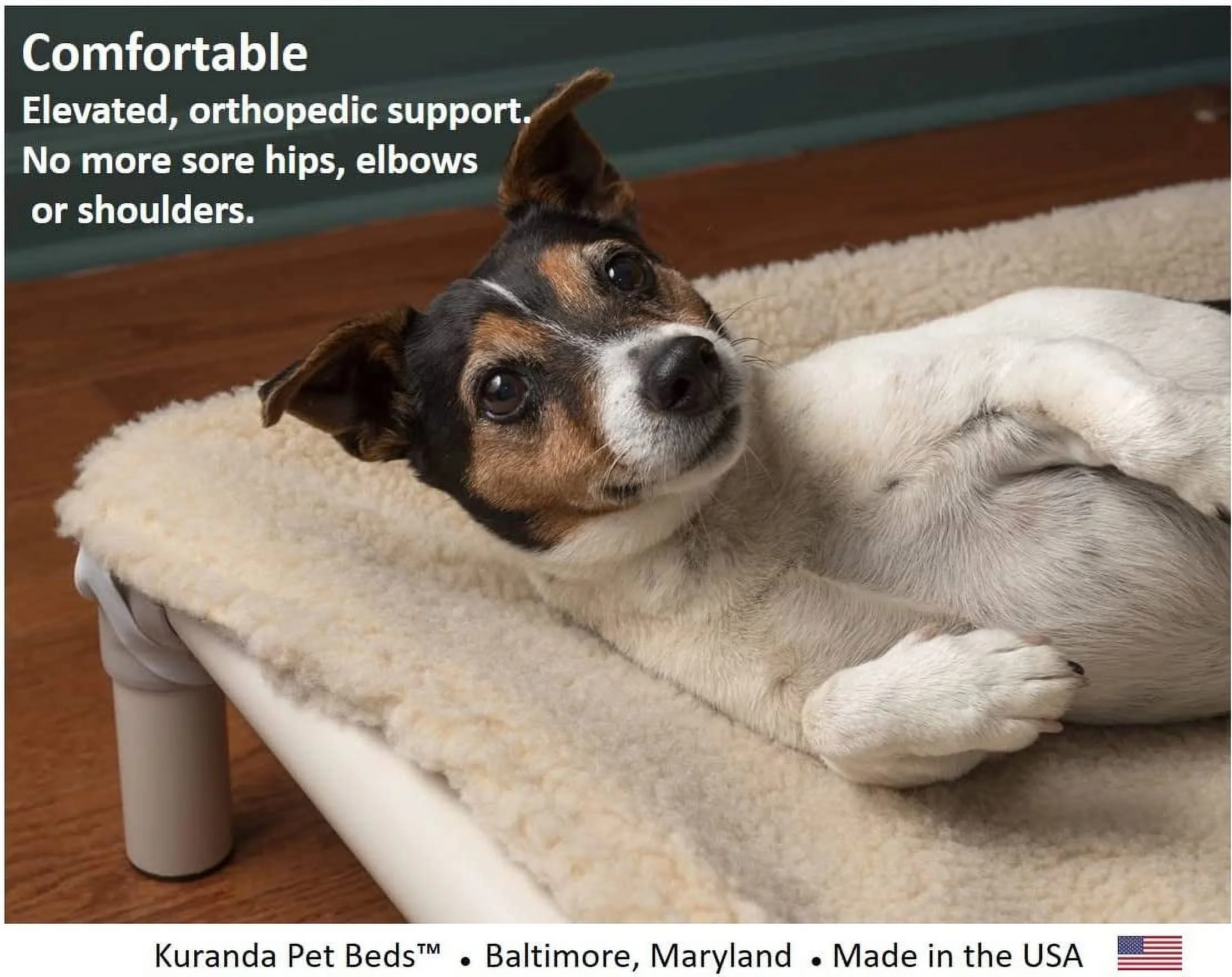 Kuranda Orthopedic Outdoor Chewproof Elevated Dog Bed w/ Almond PVC Frame, Large, Smoke