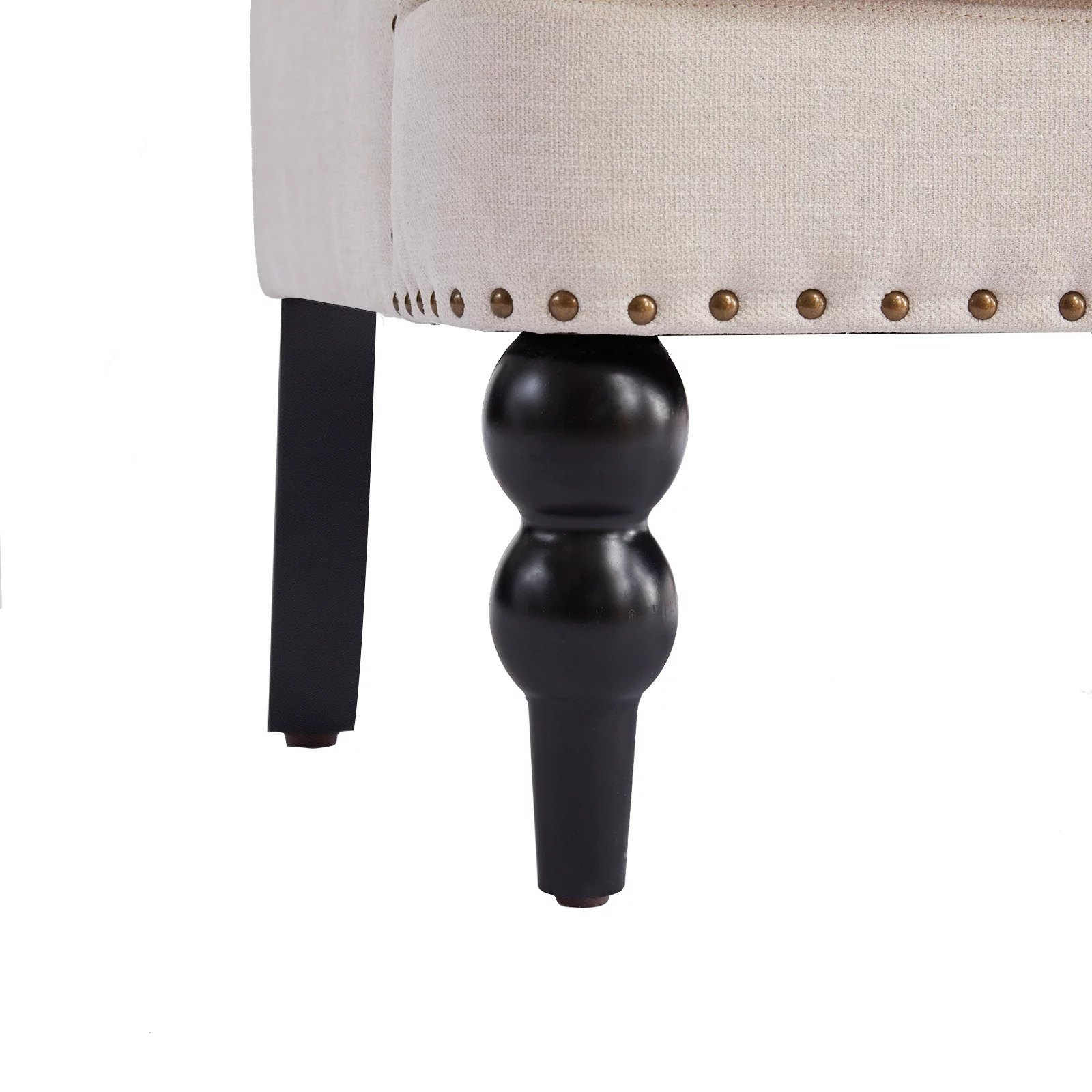 HUIMO Arm Chair with Ottoman,Upholstered Button Tufted Accent Chair,Linen Fabric Sofa Reading Chairs for Living Room, for Bedroom(Beige)