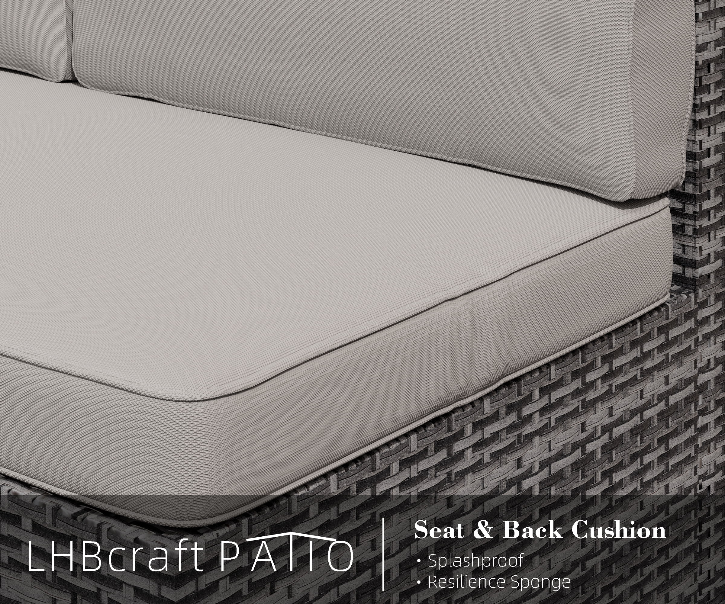 LHBcraft 7 Piece Patio Furniture Set, Outdoor Furniture Patio Sectional Sofa, All Weather PE Rattan Outdoor Sectional（Grey）