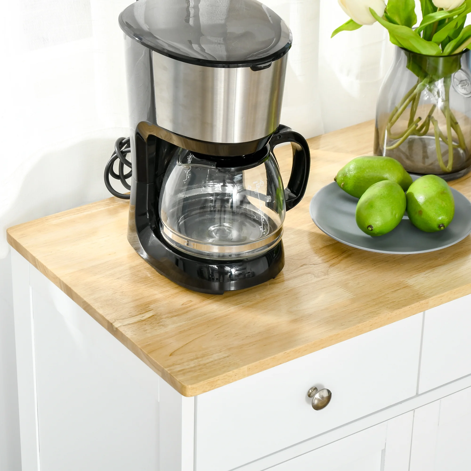 HOMCOM Sideboard Buffet Cabinet, Double Door Kitchen Cabinet, Coffee Bar Cabinet with 2 Drawers, Adjustable Shelf for Living Room and Hallway, White