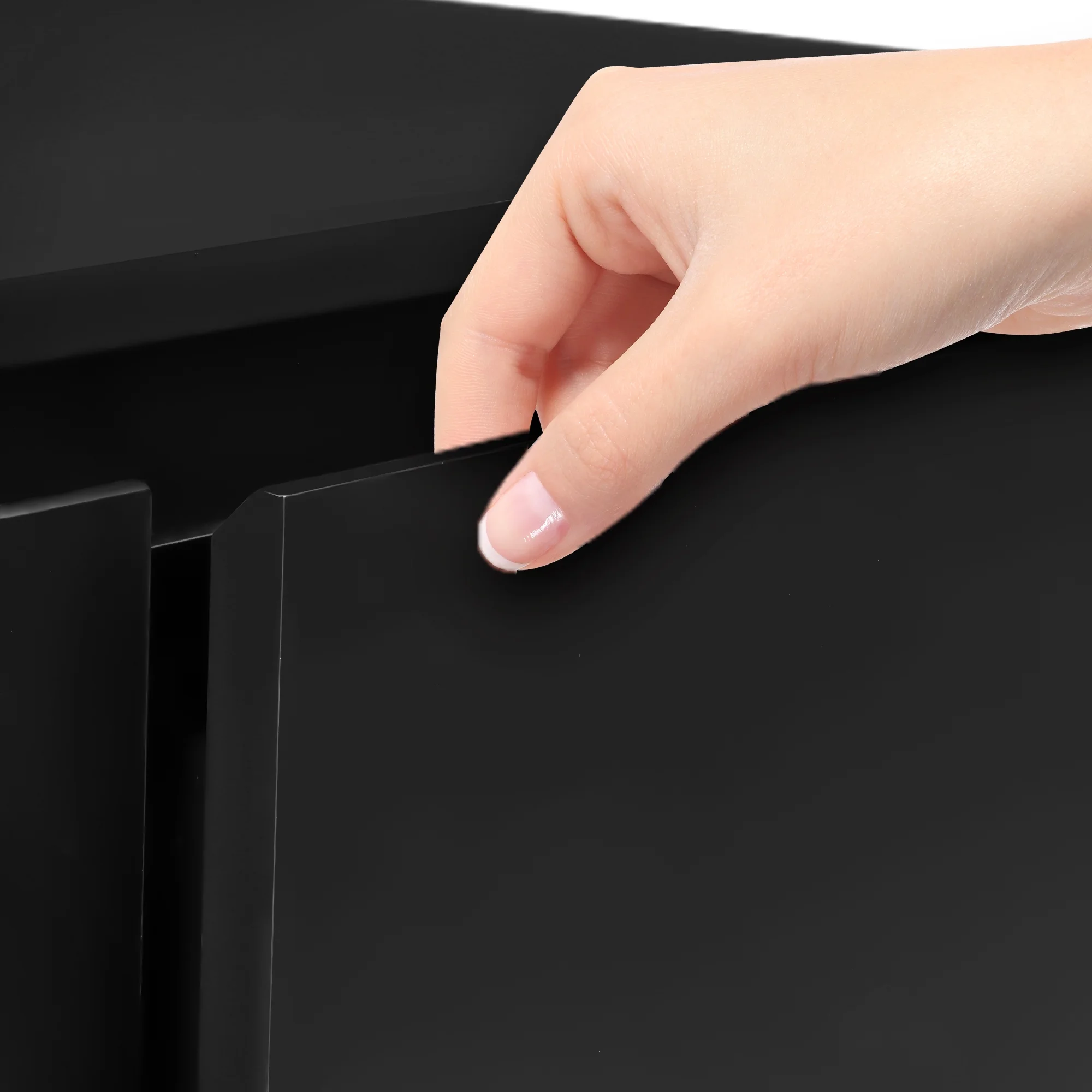 Homfa 5 Drawer Dresser with Door, Modern Accent Storage Cabinet Chest of Drawers for Bedroom Living Room, Black