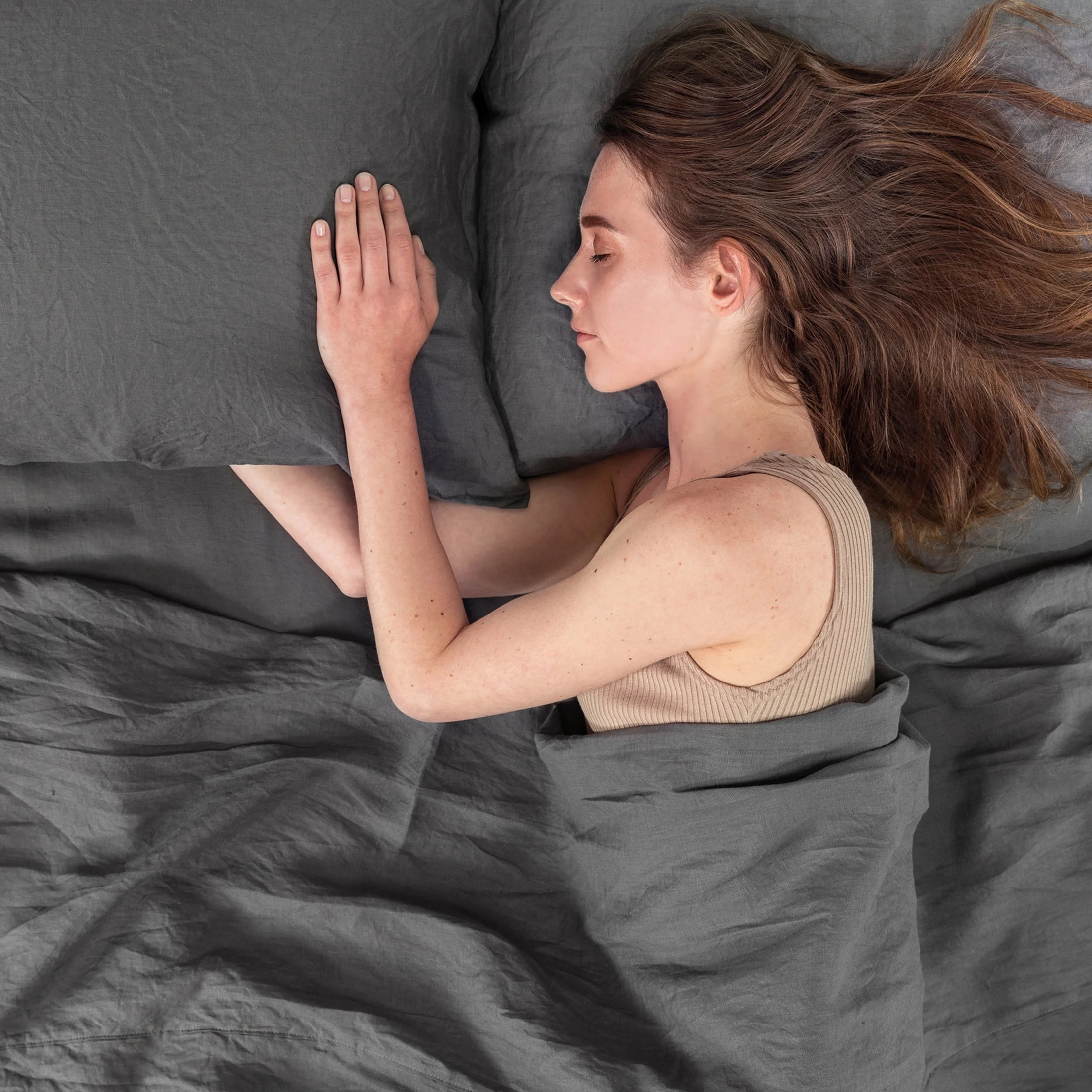 Mellanni 100% Flax Linen 4-Piece 135 GSM Gray Linen Sheet Set, King - Deep Pocket