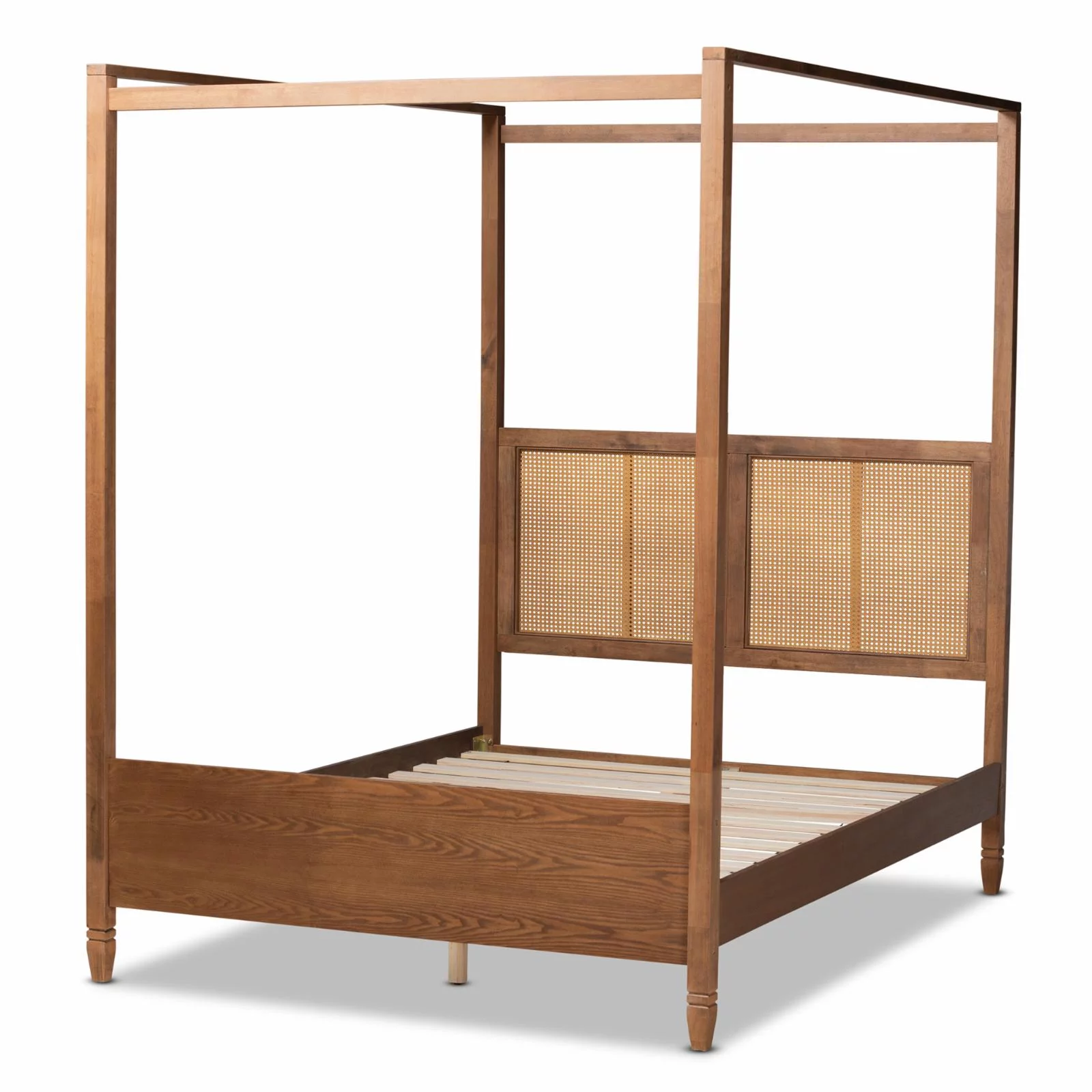 Baxton Studio Malia Brown Finished Wood King Size Canopy Bed