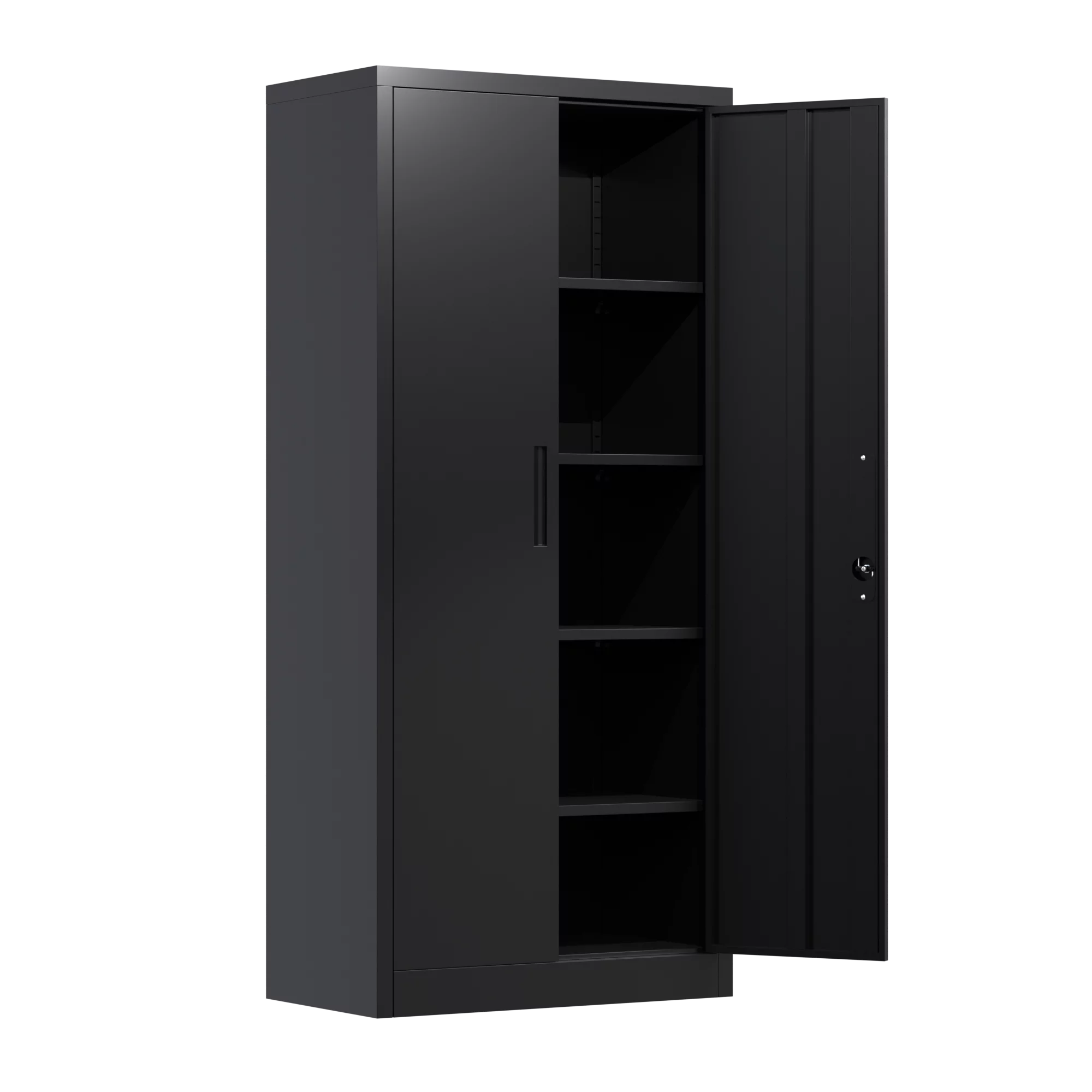 GangMei 71 In Metal Storage Garage Cabinets with Locking Doors and Adjustable Shelves, Steel Storage Cabinet for Garage, Office, Classroom, Assemble Required(Black)