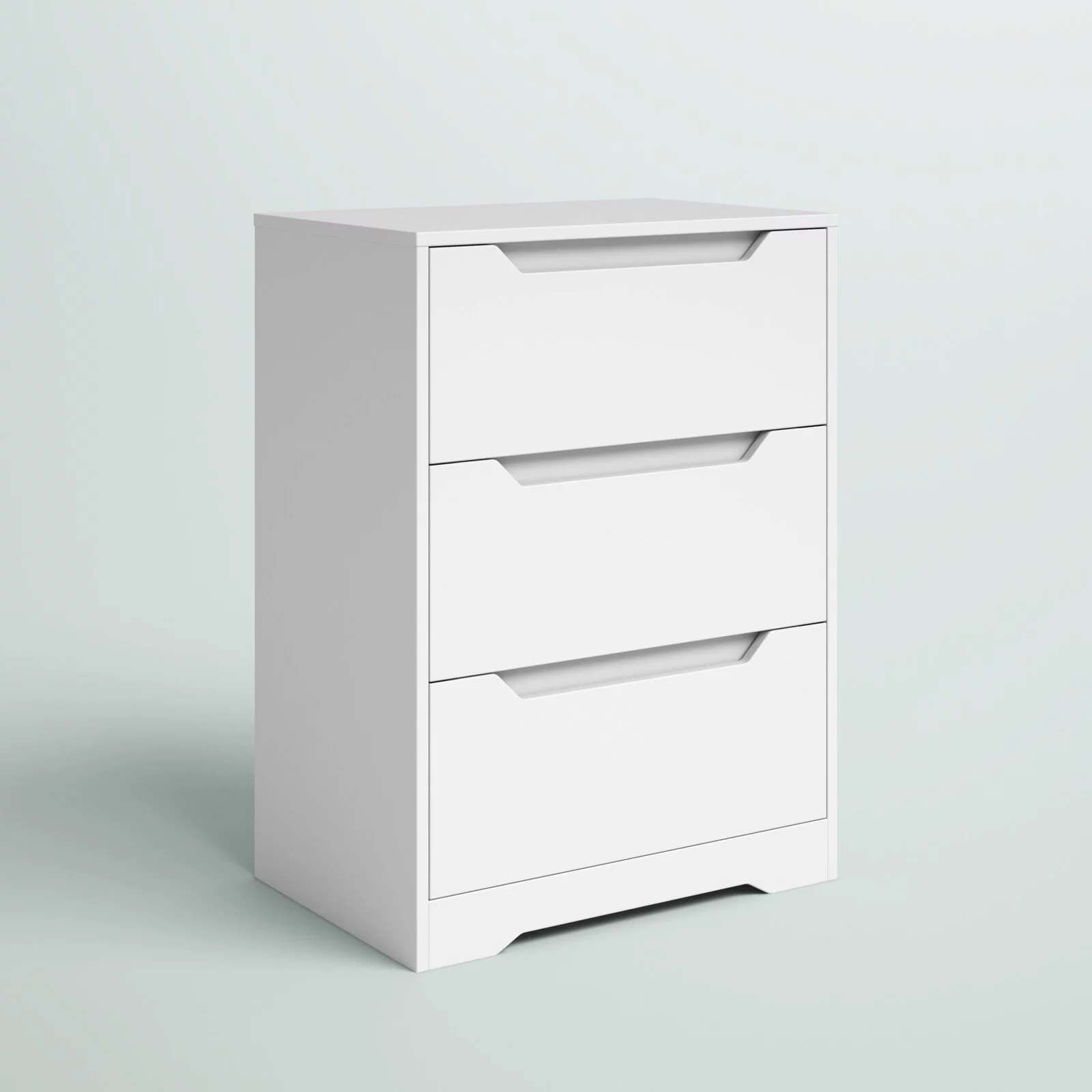 Homfa White Dresser with 3 Drawers, 23.6'' W Tall Nightstand Chest of Drawer with Cutout Handles for Living Room