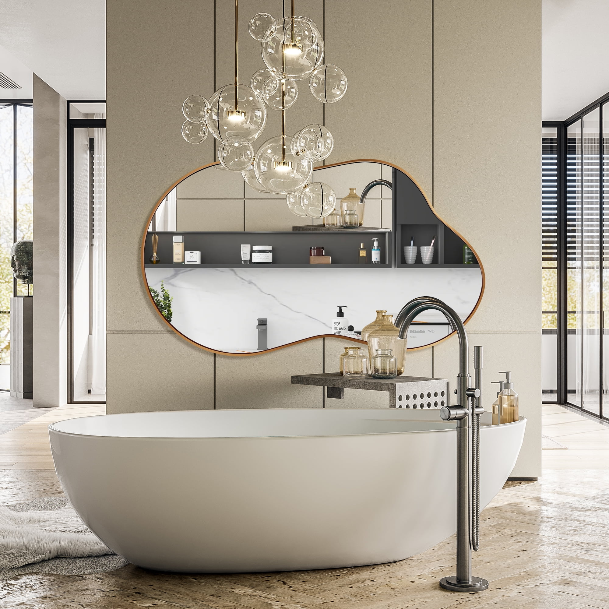 AUSTUFF Irregular Wall Mirror Cloud Shaped Bathroom Mirror 26