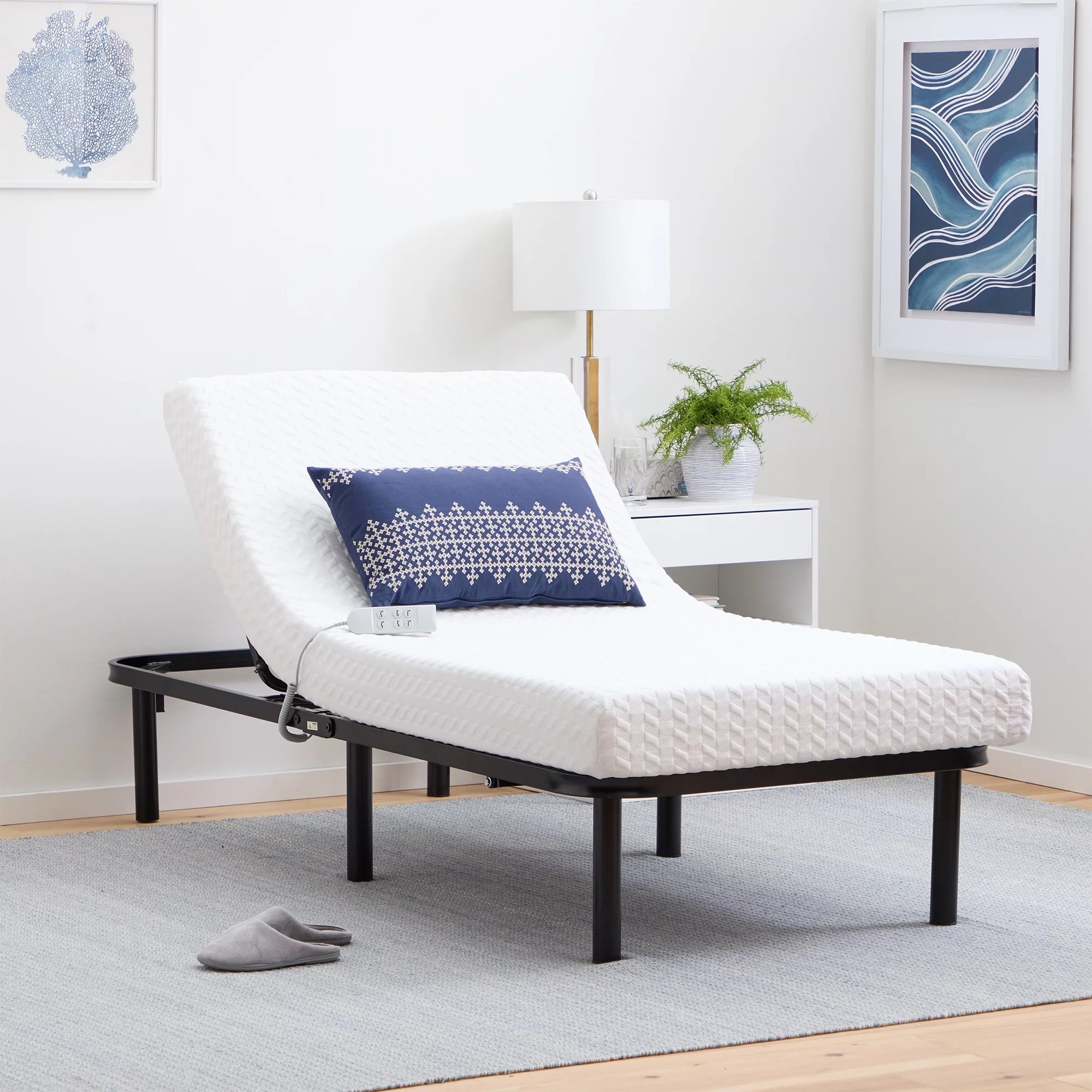 Lucid Basic Remote Controlled Steel Adjustable Bed Base, Twin XL