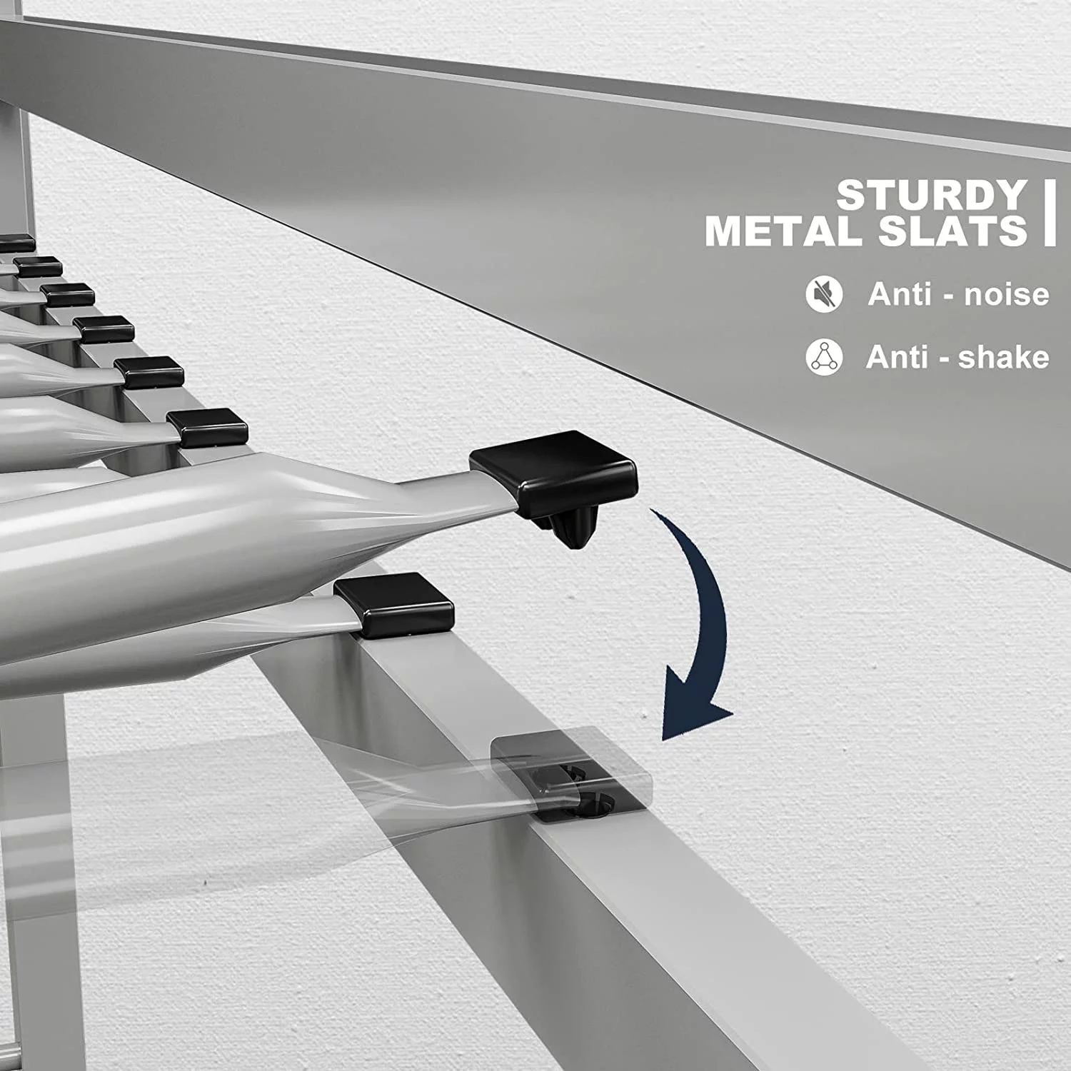 IKIFLY Metal Twin Size Loft Bed Frame - Heavy Duty Junior Loft Beds with 2 Ladders & Safety Guard Rail, Space-Saving, Noise Free, for Kids / Adults / Teens - Silver Grey