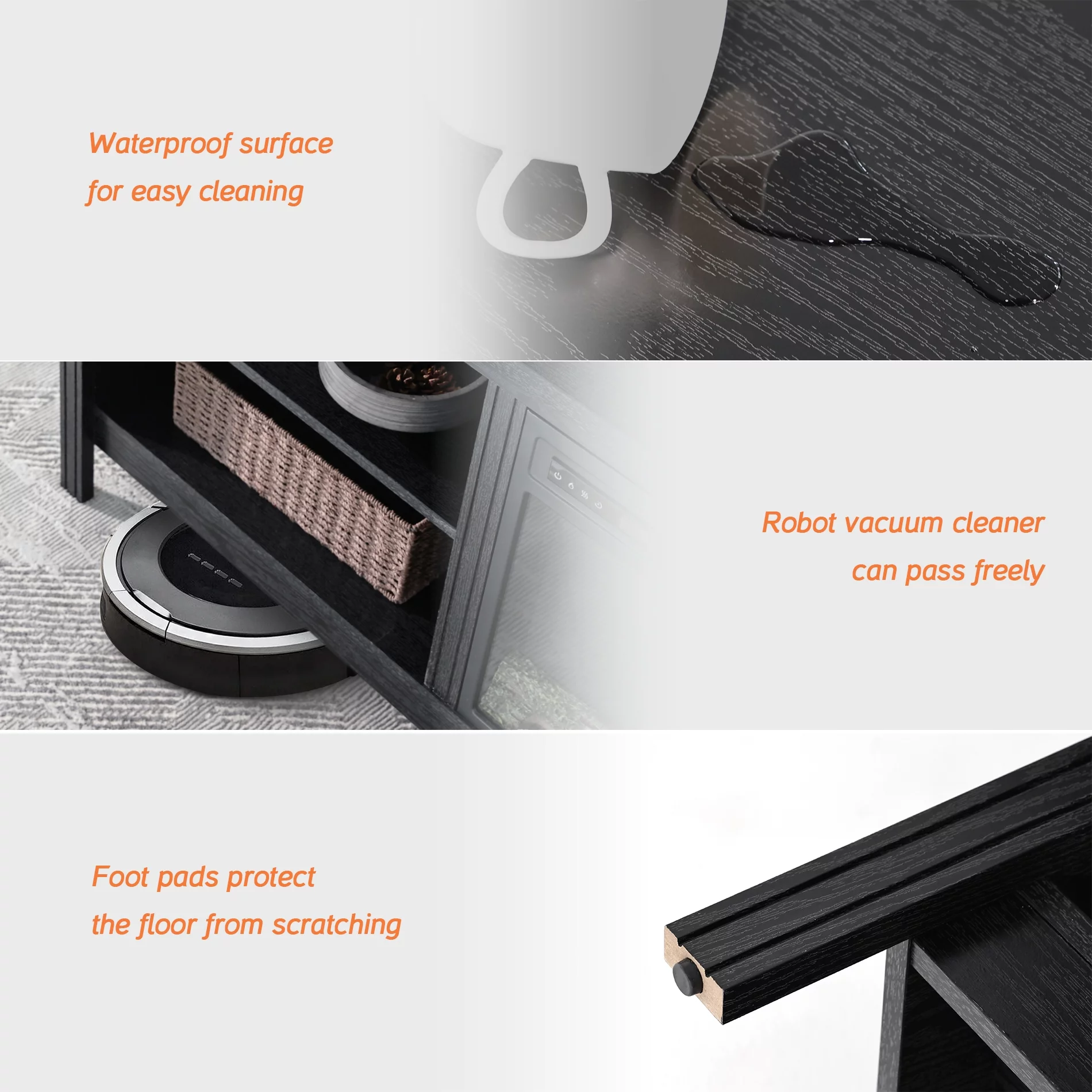 TV Stand for 100 inch TV Entertainment Center Wood TV Console Table for 85/80/90 inch TV with 8 Storages for Living Room Bedroom, Black