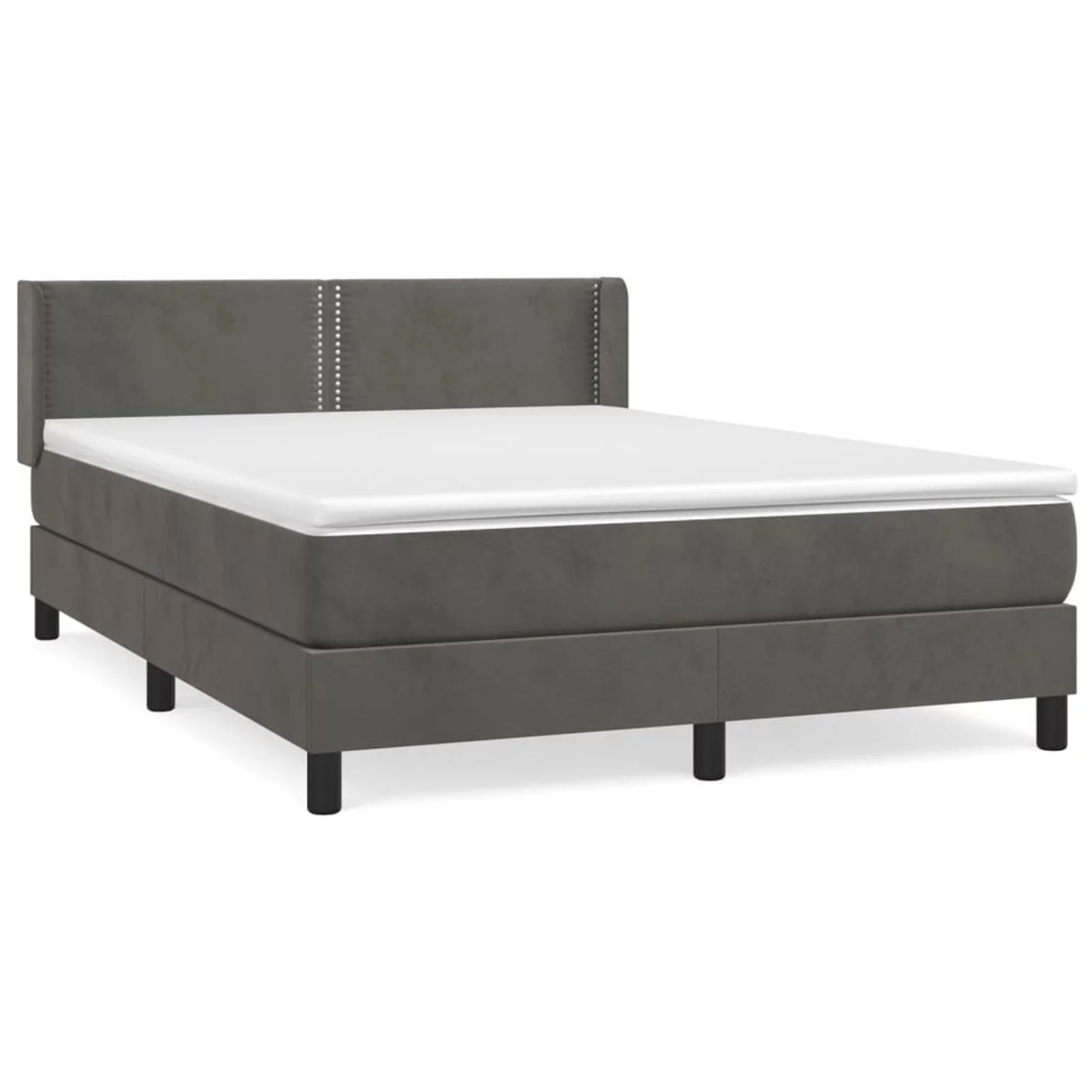 Dcenta Box Spring Bed with Mattress Dark Gray Full