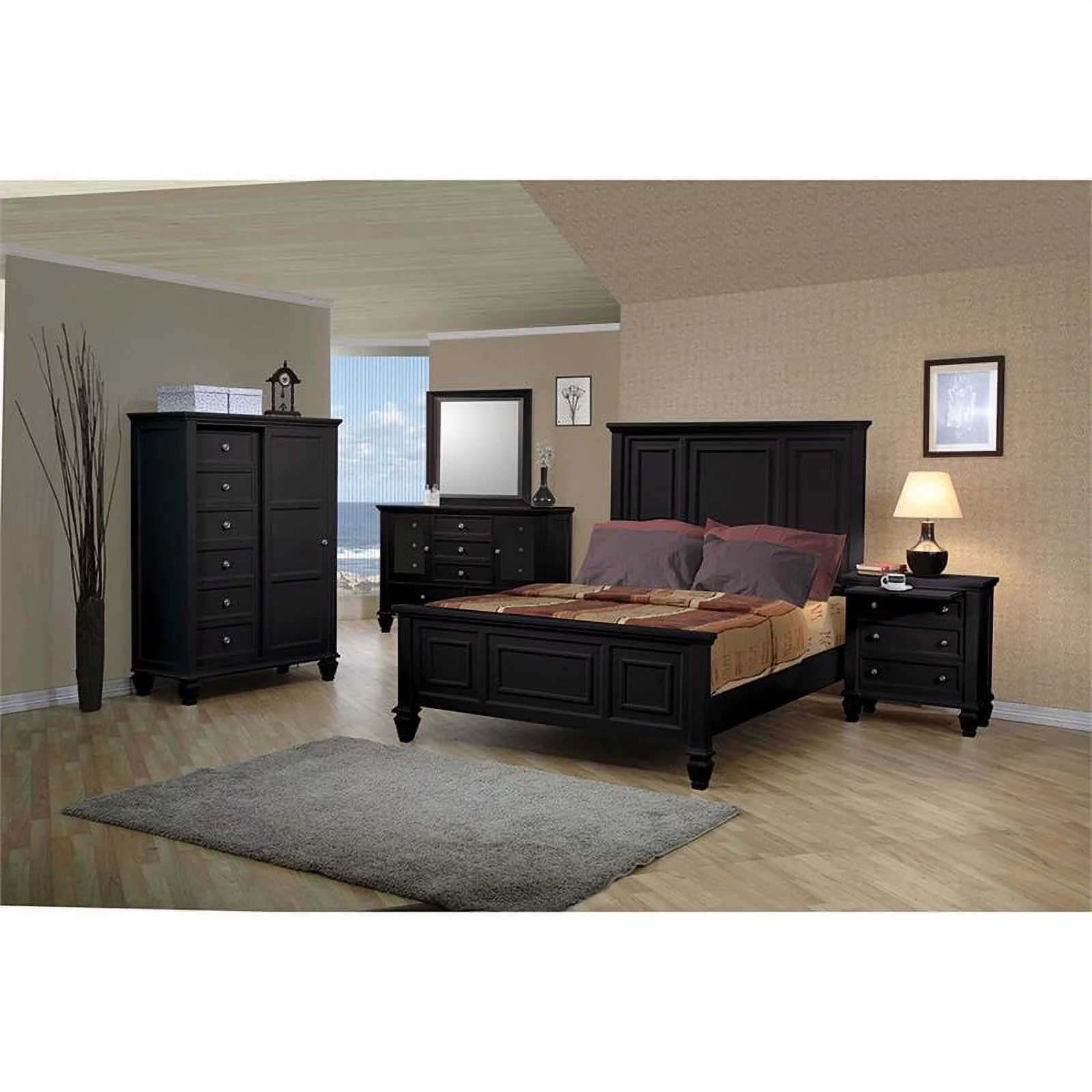 Bowery Hill 6 Drawer Gentleman's Chest in Black and Silver