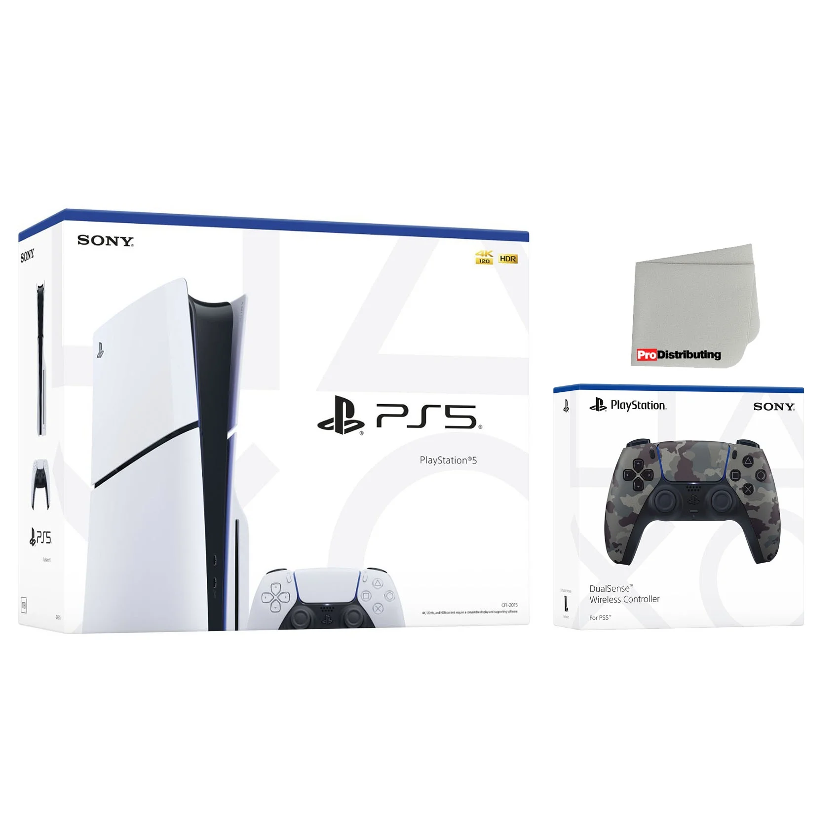 Sony PlayStation 5 Slim Disc PS5 Video Game Console with Extra Gray Camo Controller