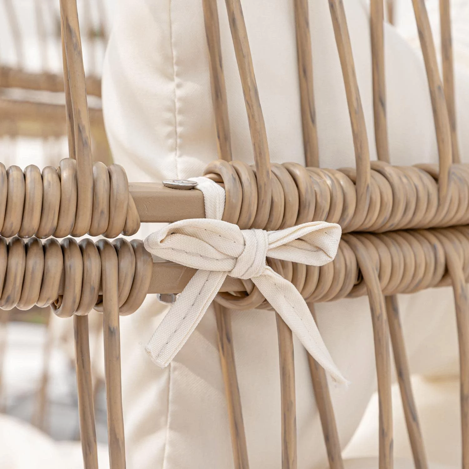 NICESOUL Outdoor Patio Lounge Chair Boho Stationary Wicker Yellow Egg Chair for Indoor Living Room 440lb