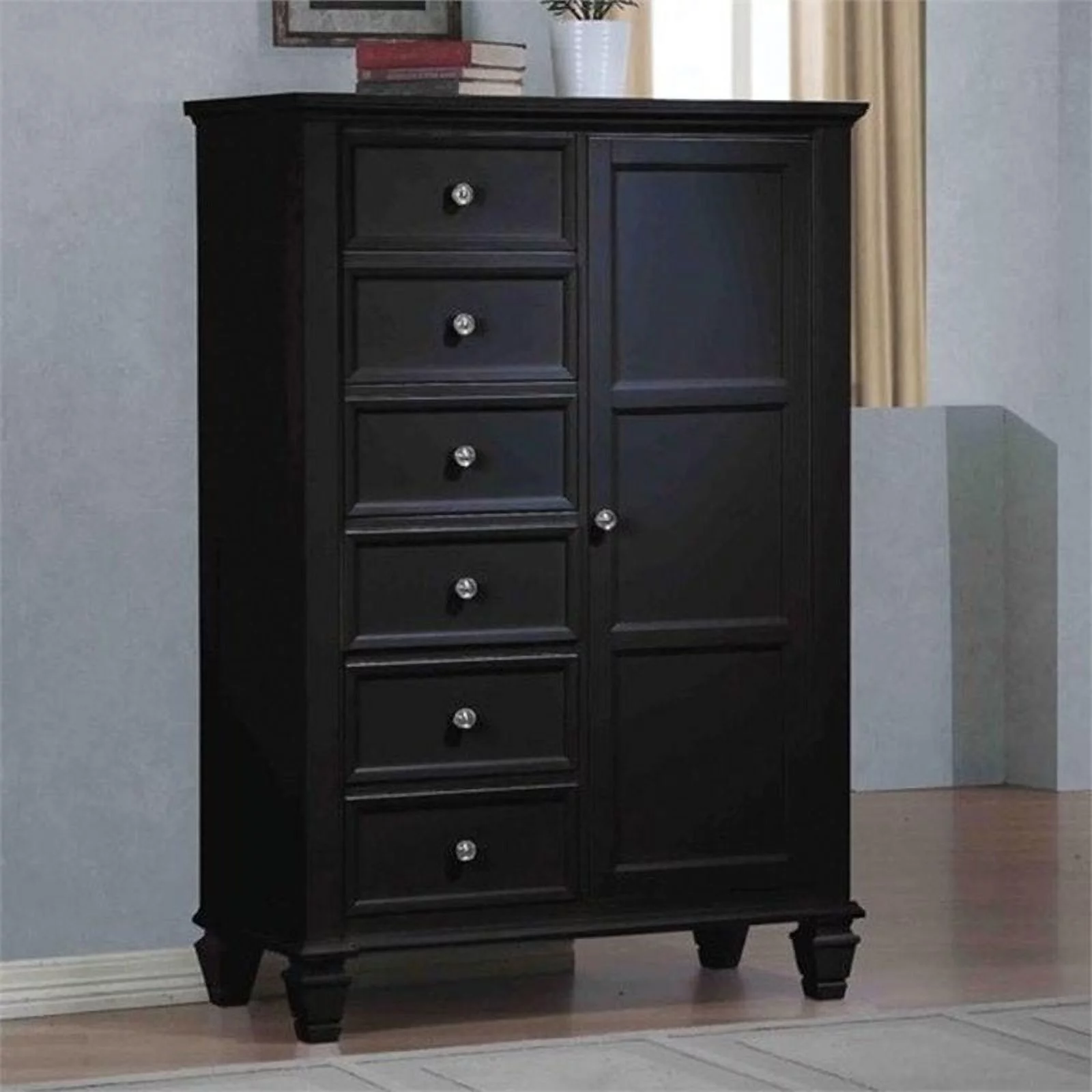 Bowery Hill 6 Drawer Gentleman's Chest in Black and Silver