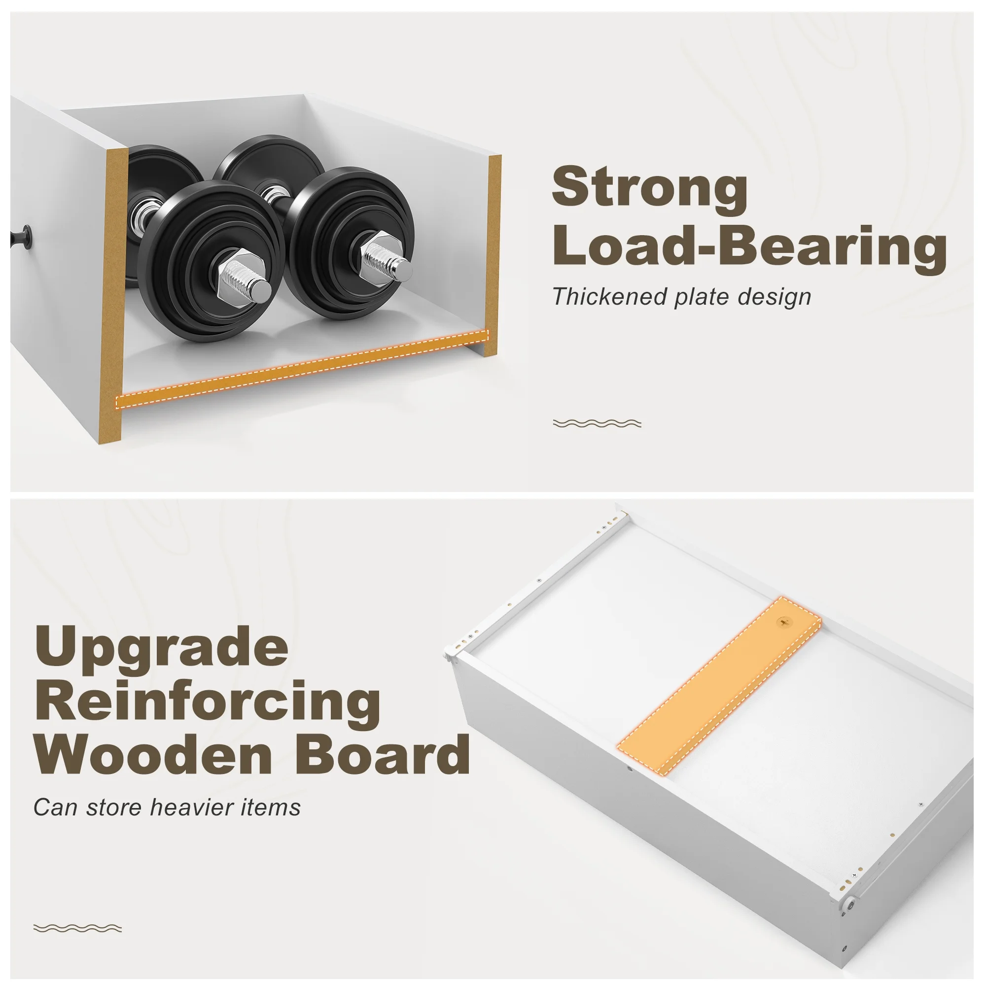 EnHomee White Dresser for Bedroom Wood Dresser with  10 Deep Drawers Modern Wood Dressers & Chests of Drawers Wide Dresser with Smooth Metal Rail, Wooden Dressers for Bedroom , White