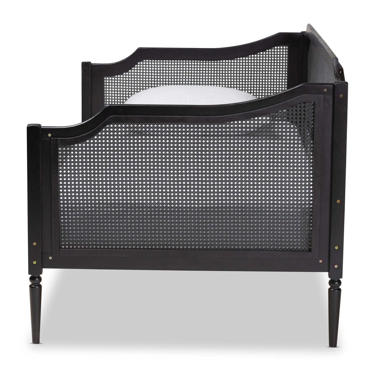 Baxton Studio Hancock Mid-Century Modern Charcoal Finished Wood and Synthetic Rattan Twin Size Daybed,Wholesale
