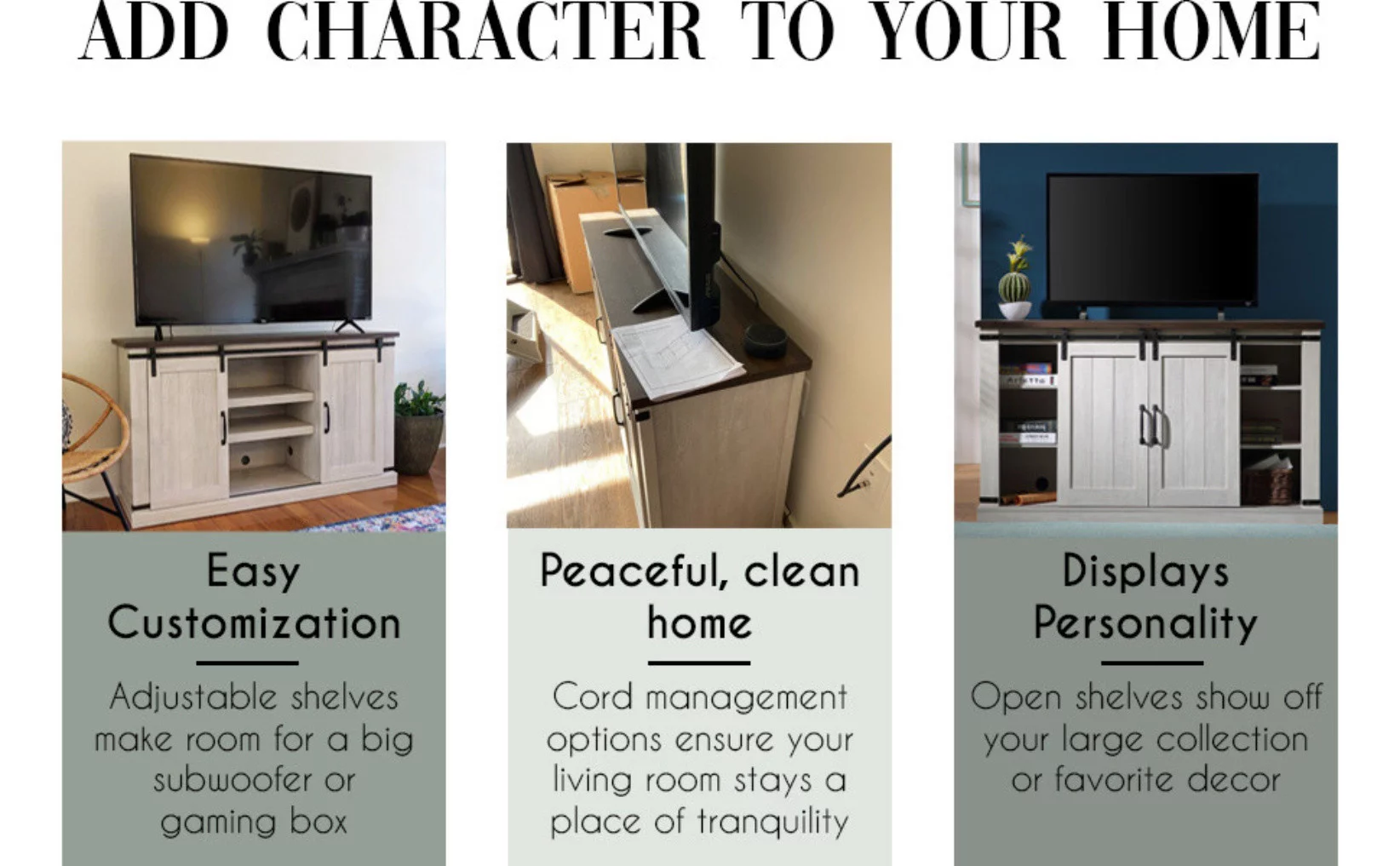 Bestliving Farmhouse Barn Door TV Stand for TVs up to 60